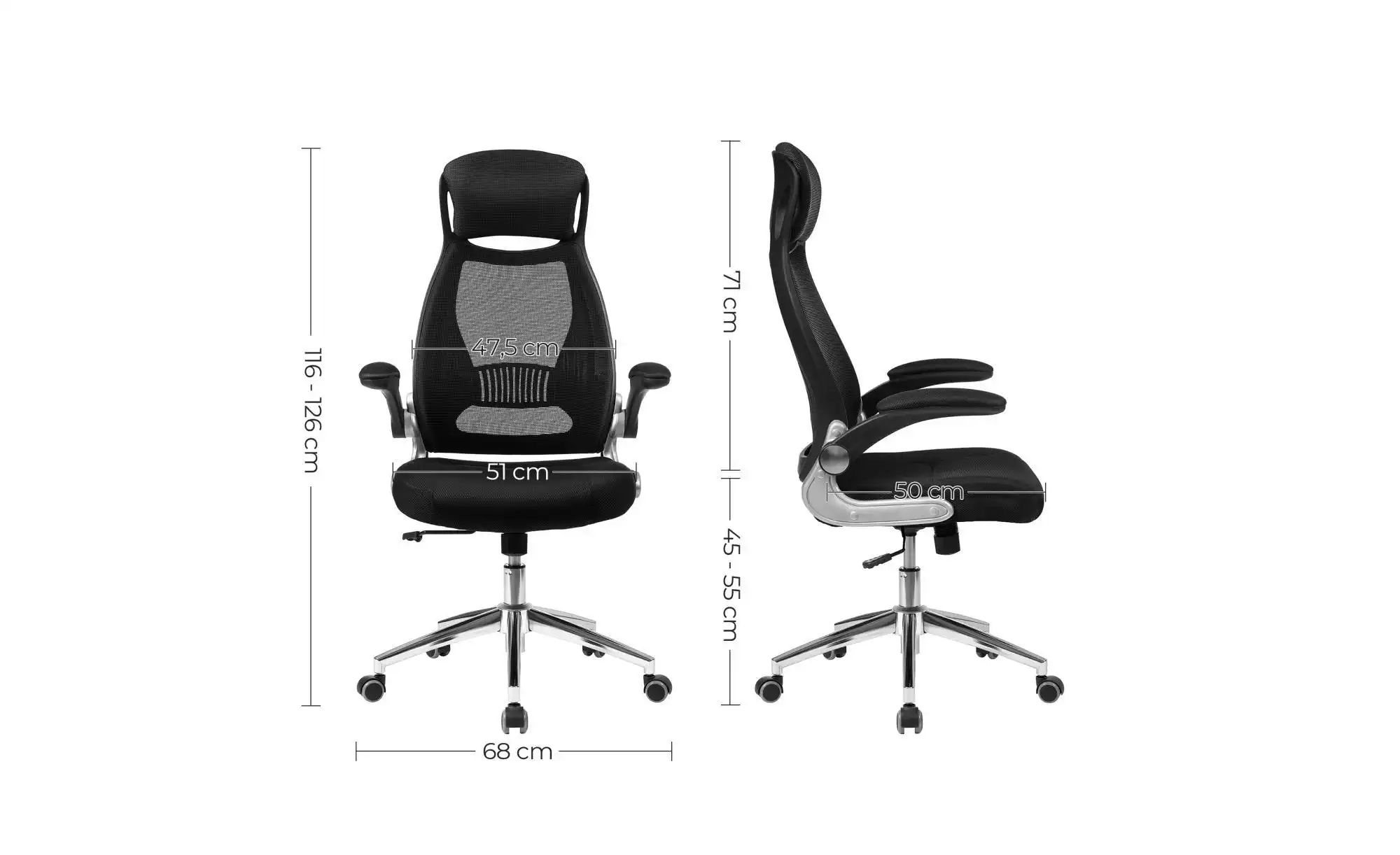 Bürostuhl   ¦ schwarz ¦ Maße (cm): B: 68 H: 119 Stühle > Bürostühle - Höffn günstig online kaufen