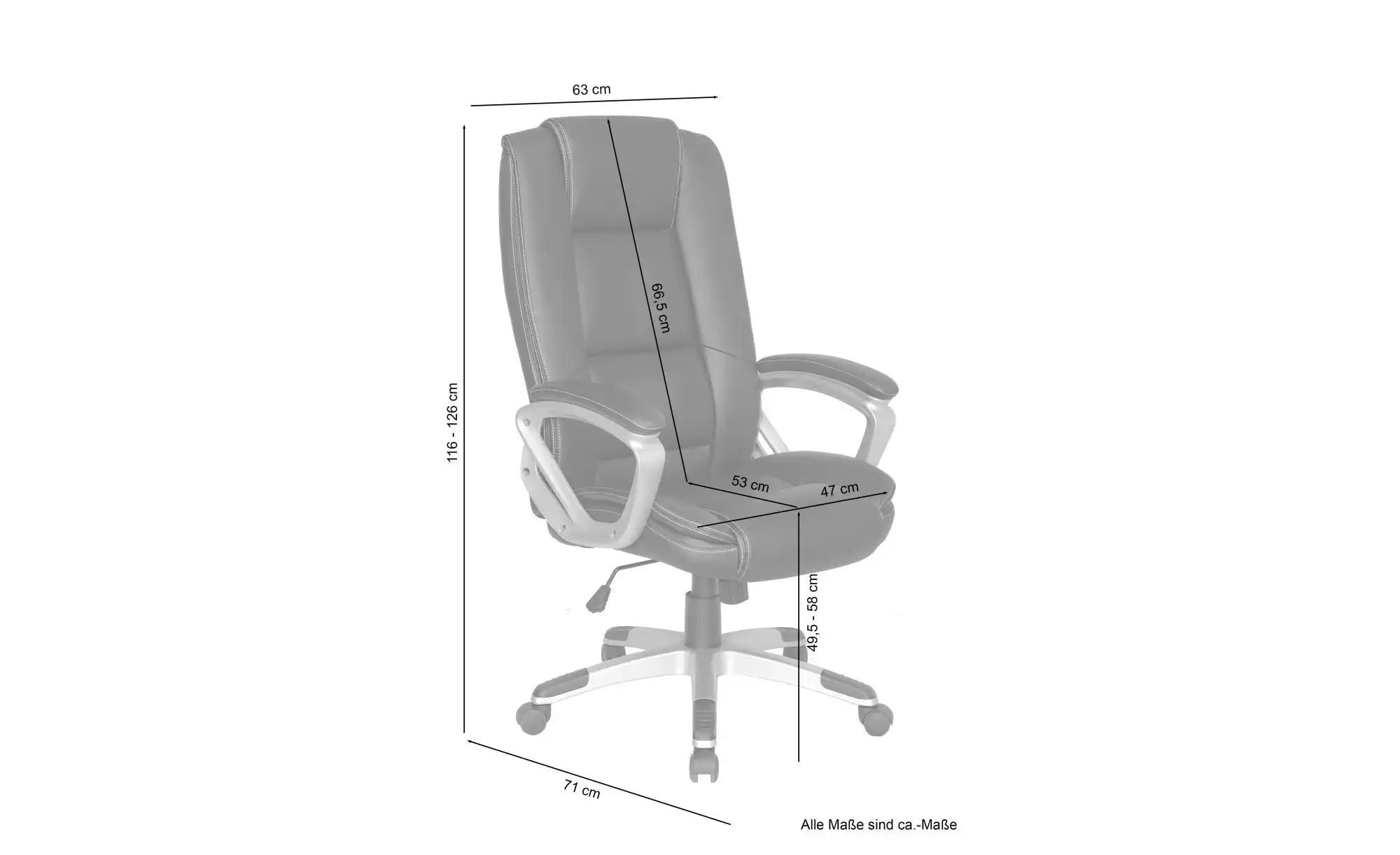 by Living Bürodrehstuhl  Derek ¦ schwarz ¦ Maße (cm): B: 63 H: 126 Stühle > günstig online kaufen