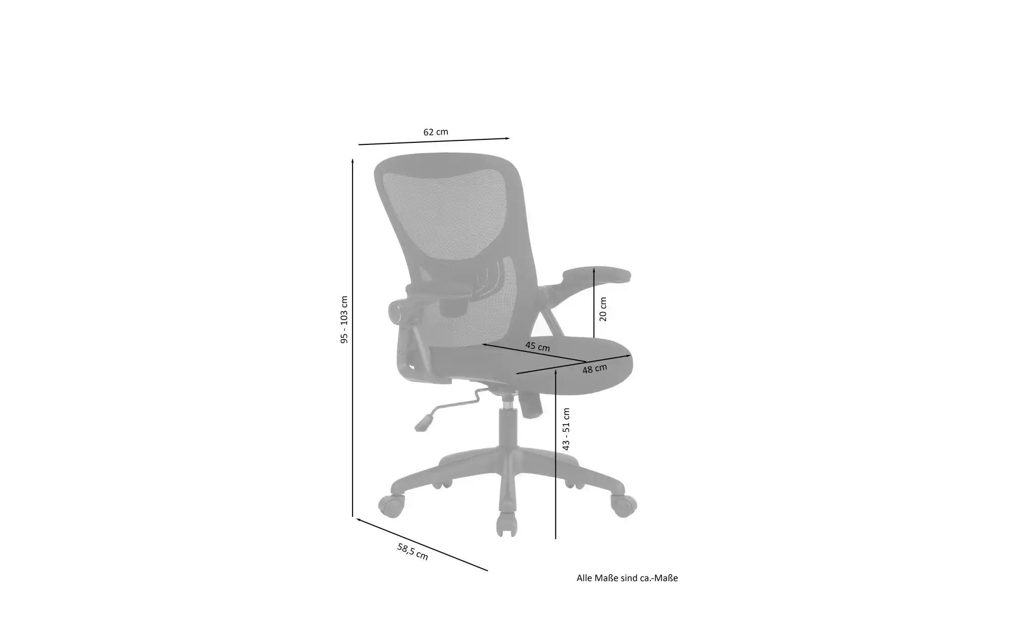 Thumbnail - by Living Bürodrehstuhl ¦ schwarz ¦ Maße (cm): B: 62 H: 103 Stühle > Bürostühle - Höffner
