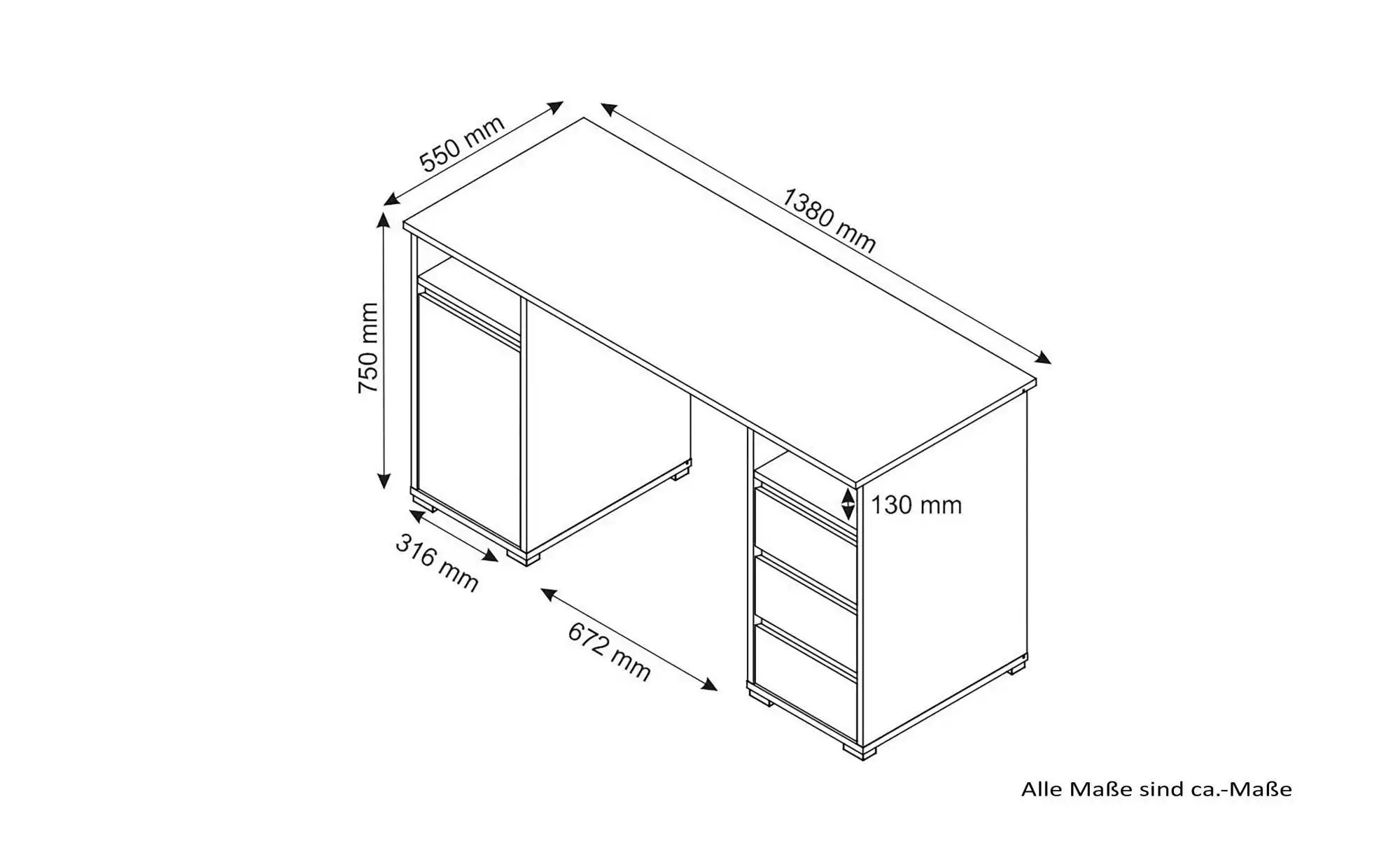 by Living Schreibtisch   ¦ braun ¦ Maße (cm): B: 138 H: 75 Tische > Compute günstig online kaufen