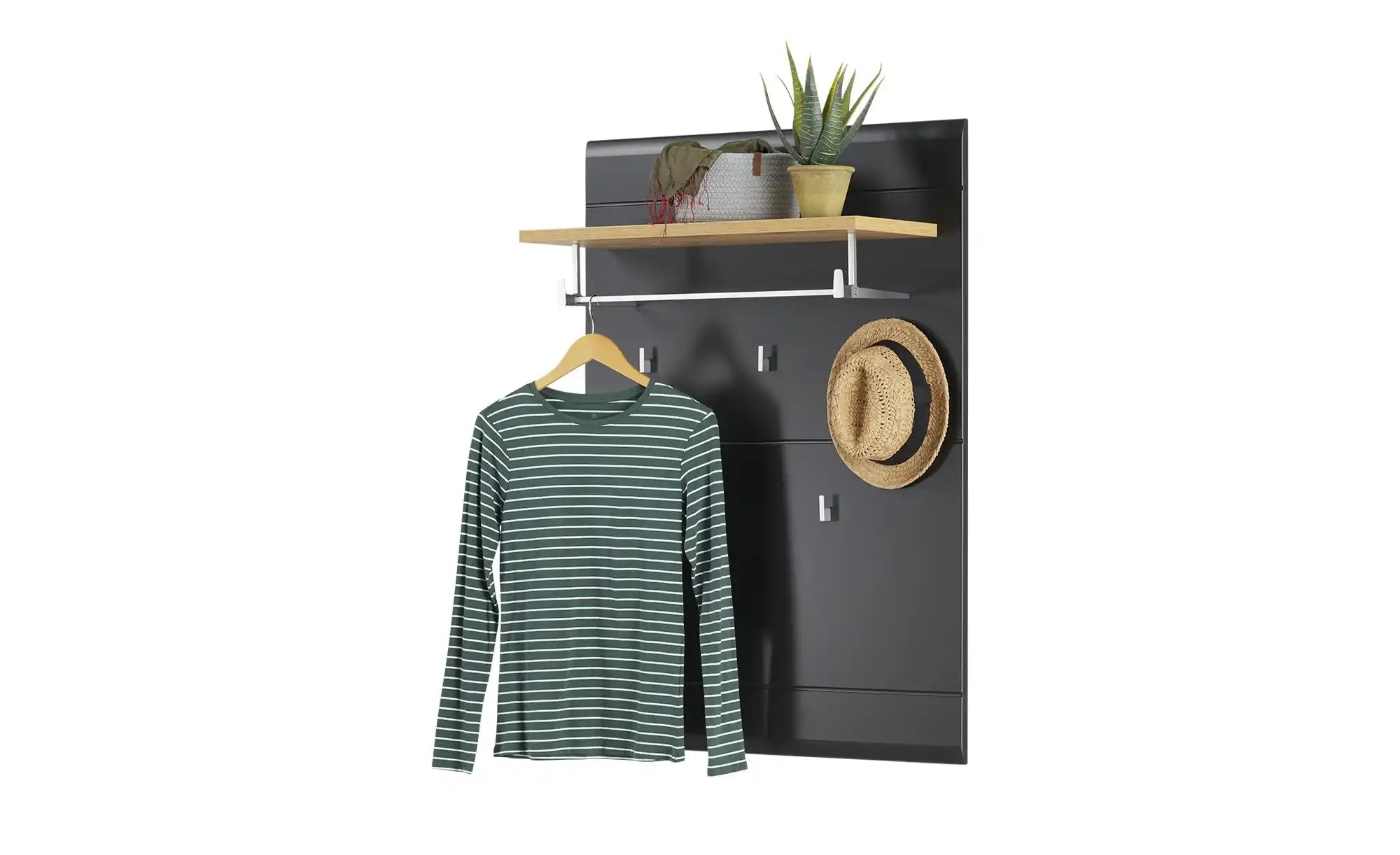 Thumbnail - Garderobenpaneel Cortina ¦ schwarz ¦ Holzwerkstoff ¦ Maße (cm): B: 80 H: 110 T: 27.0 Garderoben & Kleiderstangen > Wand...