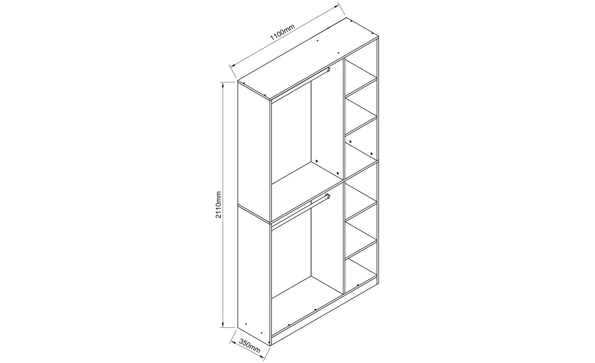 Kompaktgarderobe ¦ holzfarben ¦ Maße (cm): B: 110 H: 211 Garderoben & Kleid günstig online kaufen