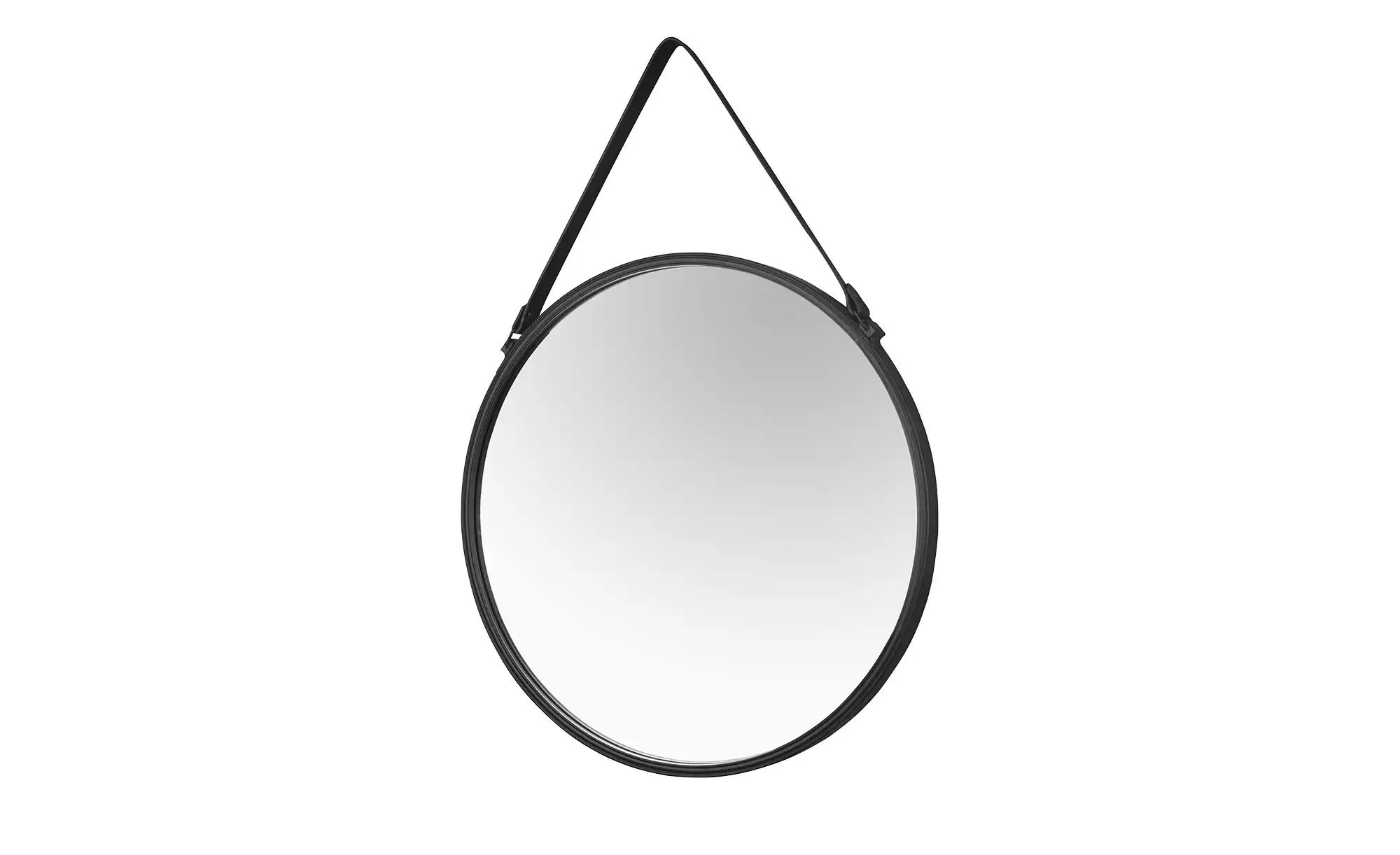 Spiegel Odolo schwarz Glas,Aluminium,Metall,Kunstleder Ø: 55 - Höffner