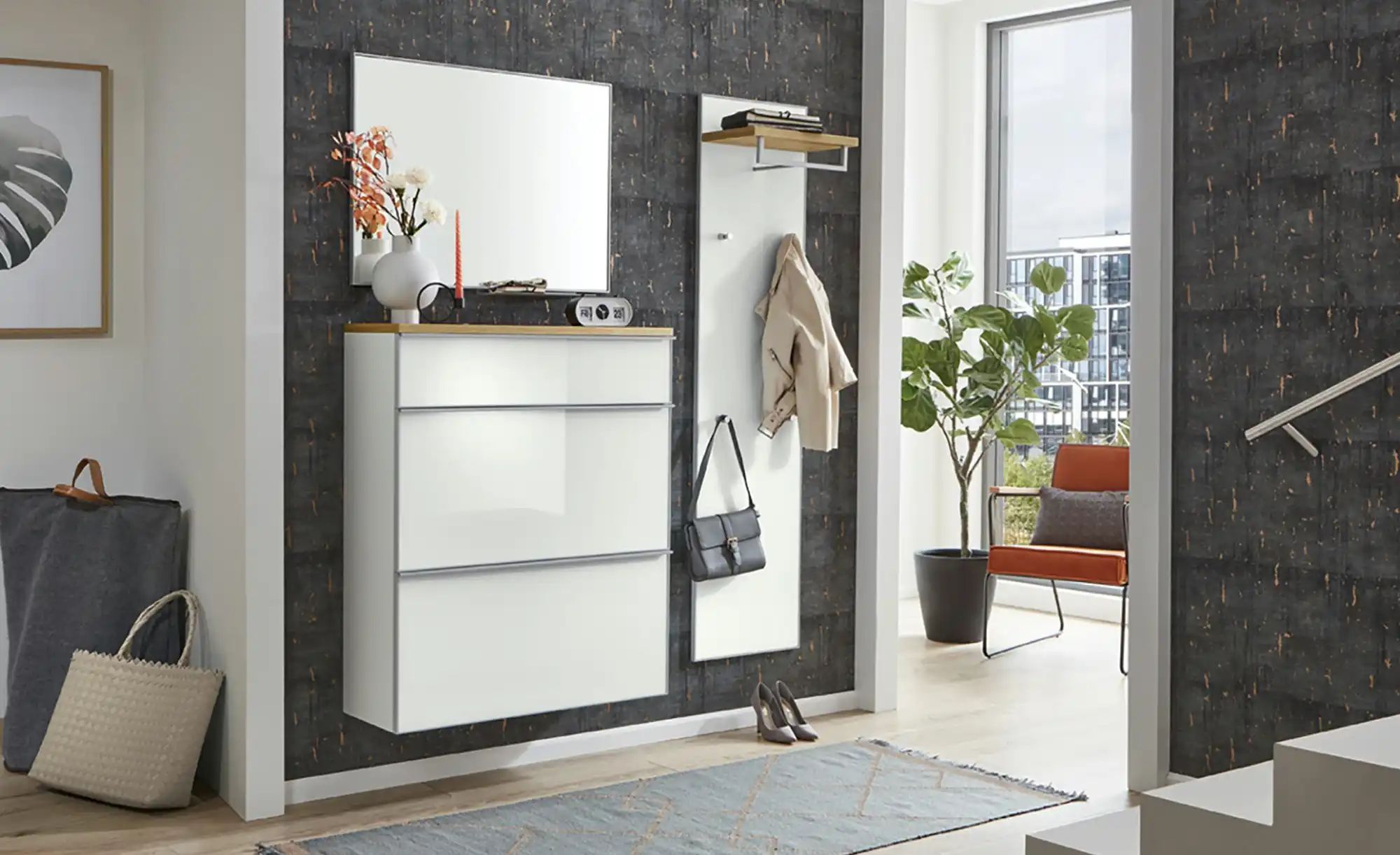 Garderobenpaneel  Xena ¦ weiß ¦ Holzwerkstoff,Glas ¦ Maße (cm): B: 42 H: 17 günstig online kaufen