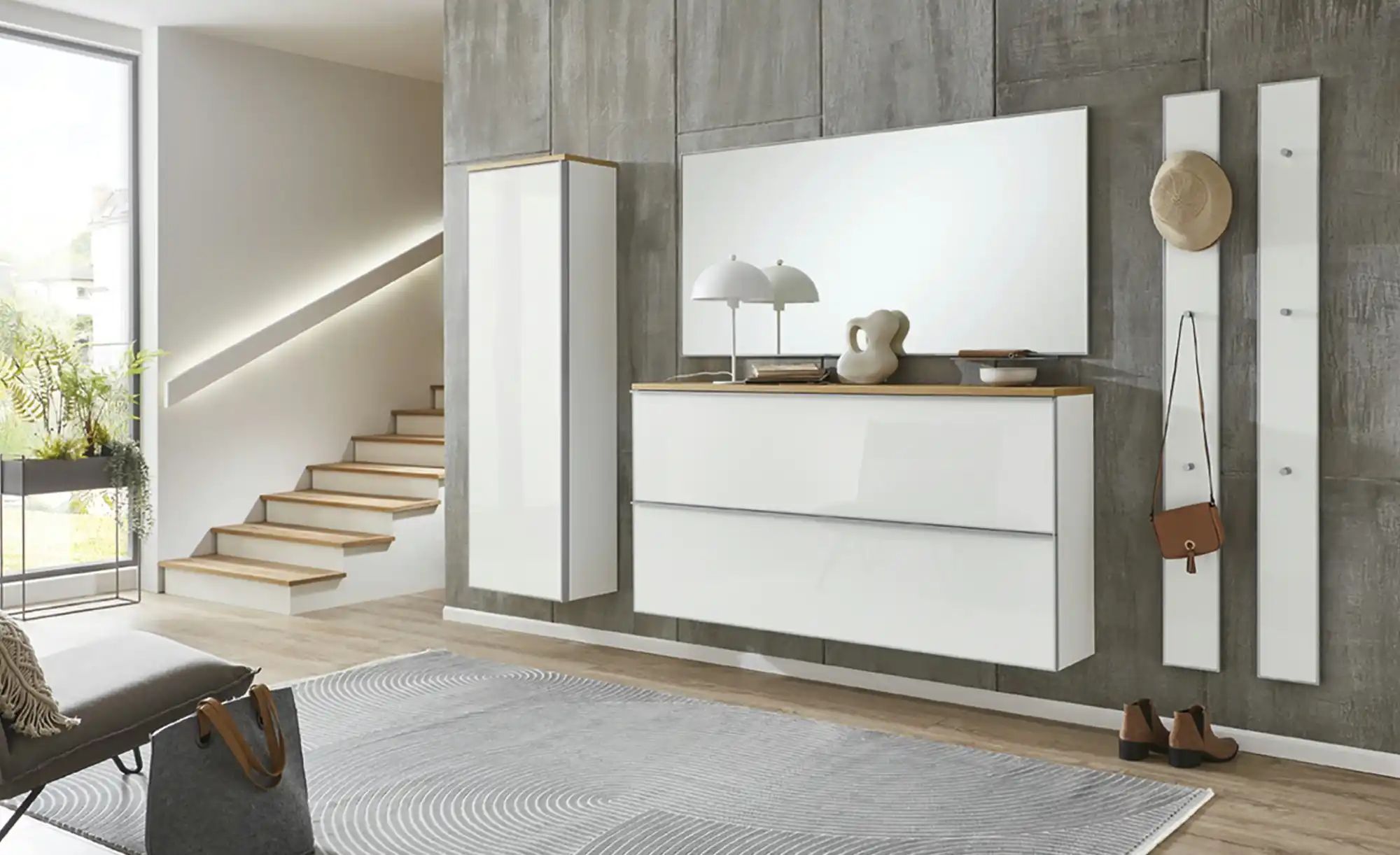 Thumbnail - Garderobenpaneel  Xena ¦ weiß ¦ Holzwerkstoff,Glas ¦ Maße (cm): B: 16 H: 170 T: 7.0 Garderoben & Kleiderstangen > Wandga...