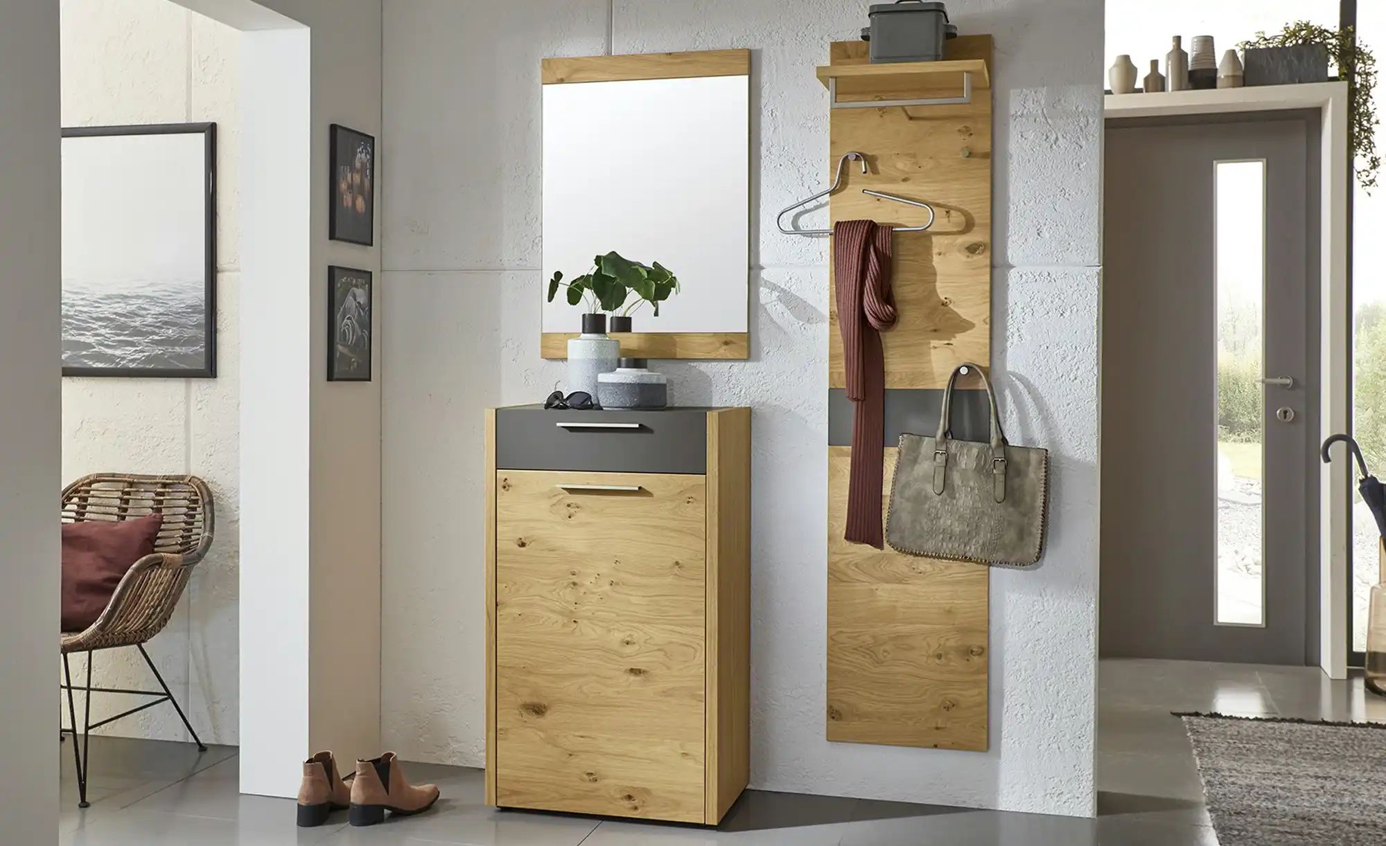 Thumbnail - Woodford Garderobenpaneel  Lina ¦ holzfarben ¦ Holzwerkstoff ¦ Maße (cm): B: 42 H: 183 T: 27.0 Garderoben & Kleiderstang...