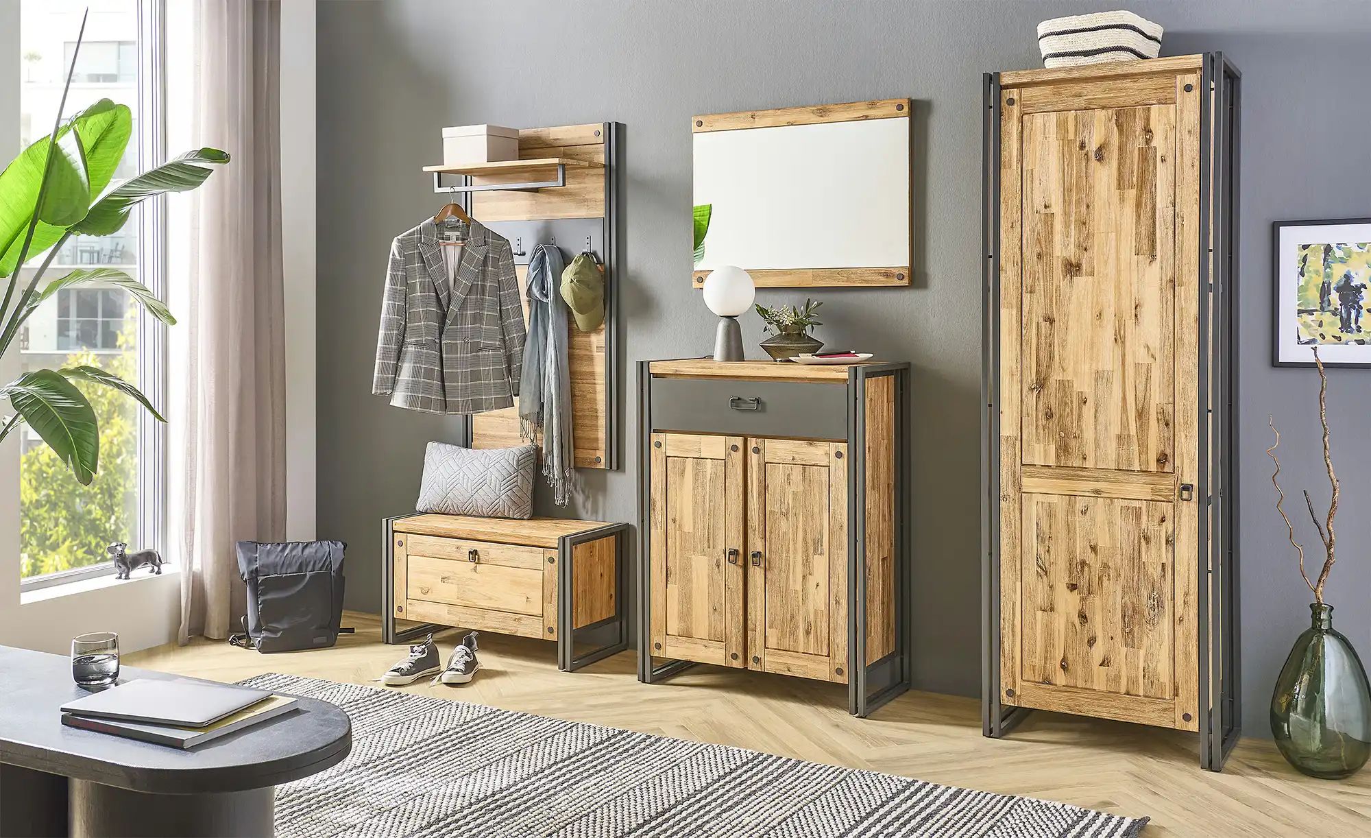 Garderobenpaneel  Detroit ¦ holzfarben ¦ Massivholz,Metall ¦ Maße (cm): B: günstig online kaufen