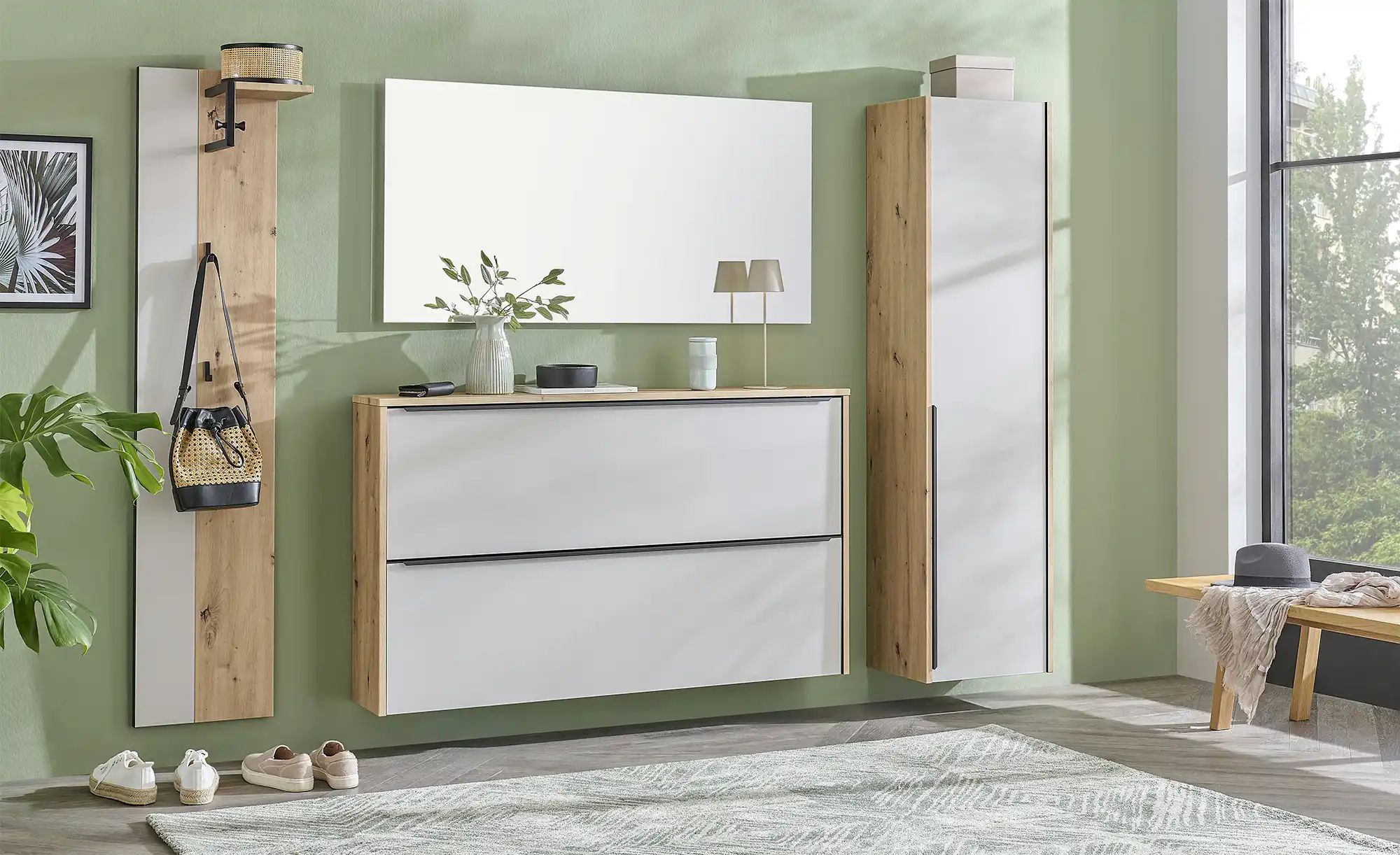 Thumbnail - Wohnwert Garderobenpaneel  Arca ¦ holzfarben ¦ Holzwerkstoff,Glas ¦ Maße (cm): B: 38 H: 165 T: 26.0 Garderoben & Kleider...