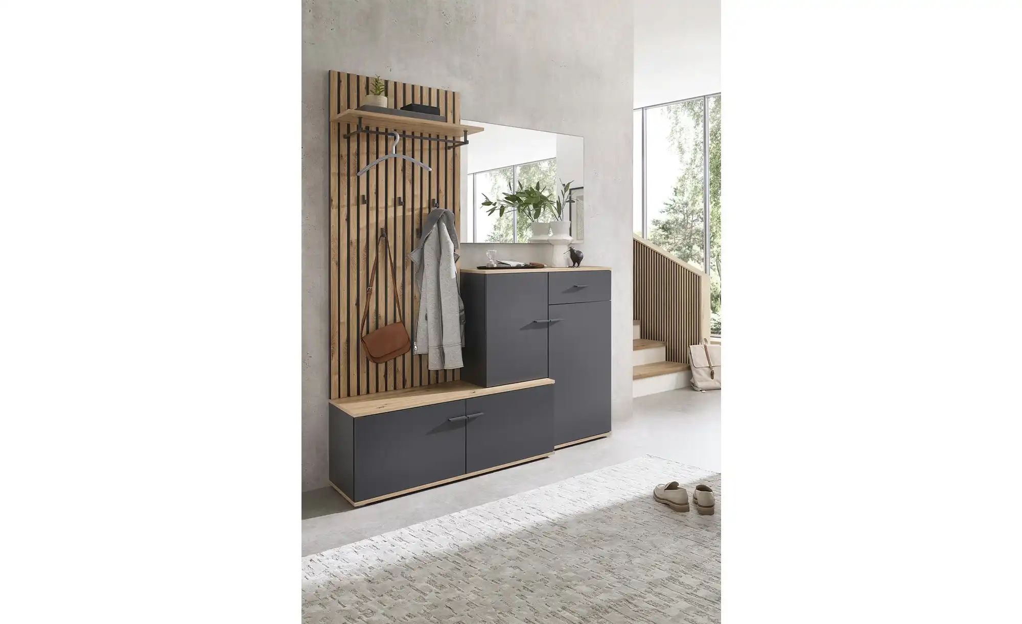 Kompaktgarderobe  Maderno ¦ grau ¦ Maße (cm): B: 148 H: 199 T: 38.0 Gardero günstig online kaufen