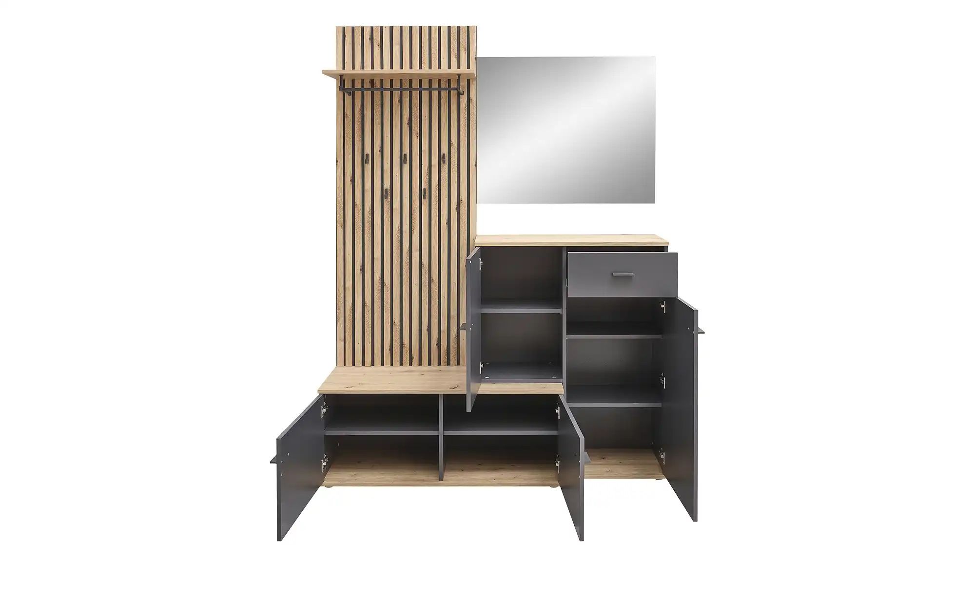 Kompaktgarderobe  Maderno ¦ grau ¦ Maße (cm): B: 148 H: 199 T: 38.0 Gardero günstig online kaufen