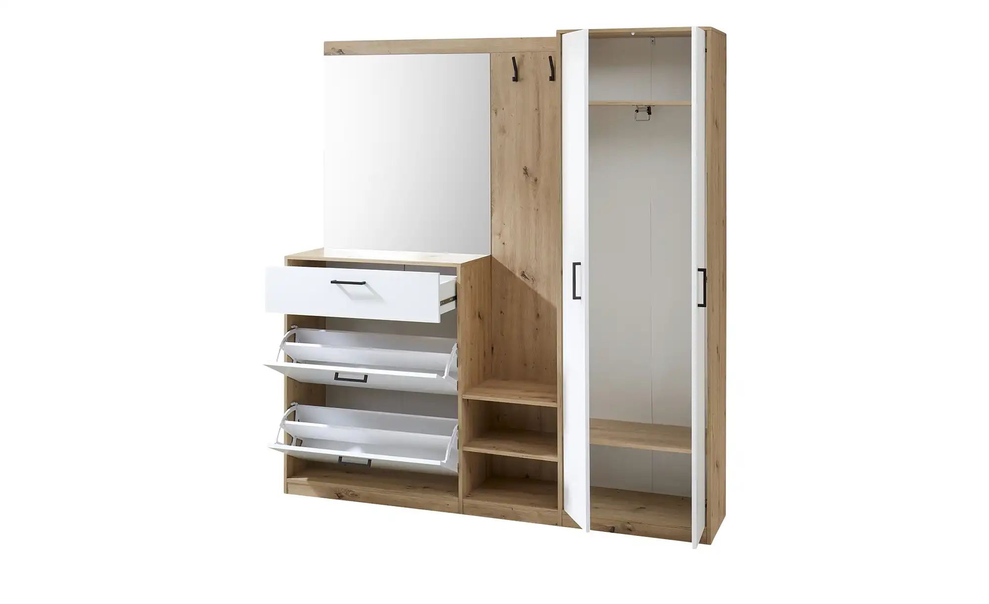 Kompaktgarderobe  Bardolino ¦ weiß ¦ Maße (cm): B: 180 H: 195 T: 38.0 Garde günstig online kaufen