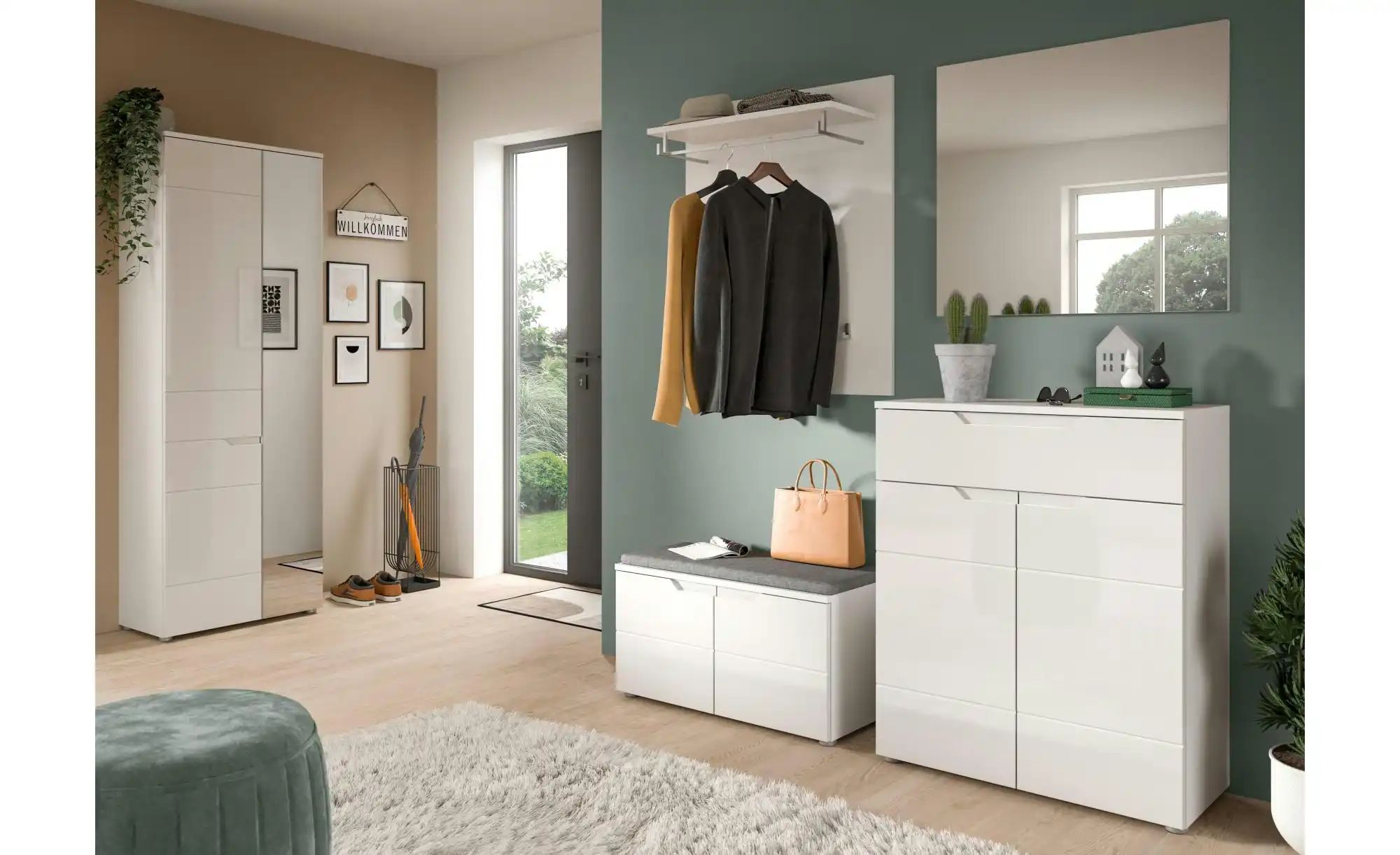 Thumbnail - Garderobenkombination   ¦ weiß ¦ Maße (cm): B: 163 H: 193 T: 37.0 Garderoben & Kleiderstangen > Garderoben - Höffner