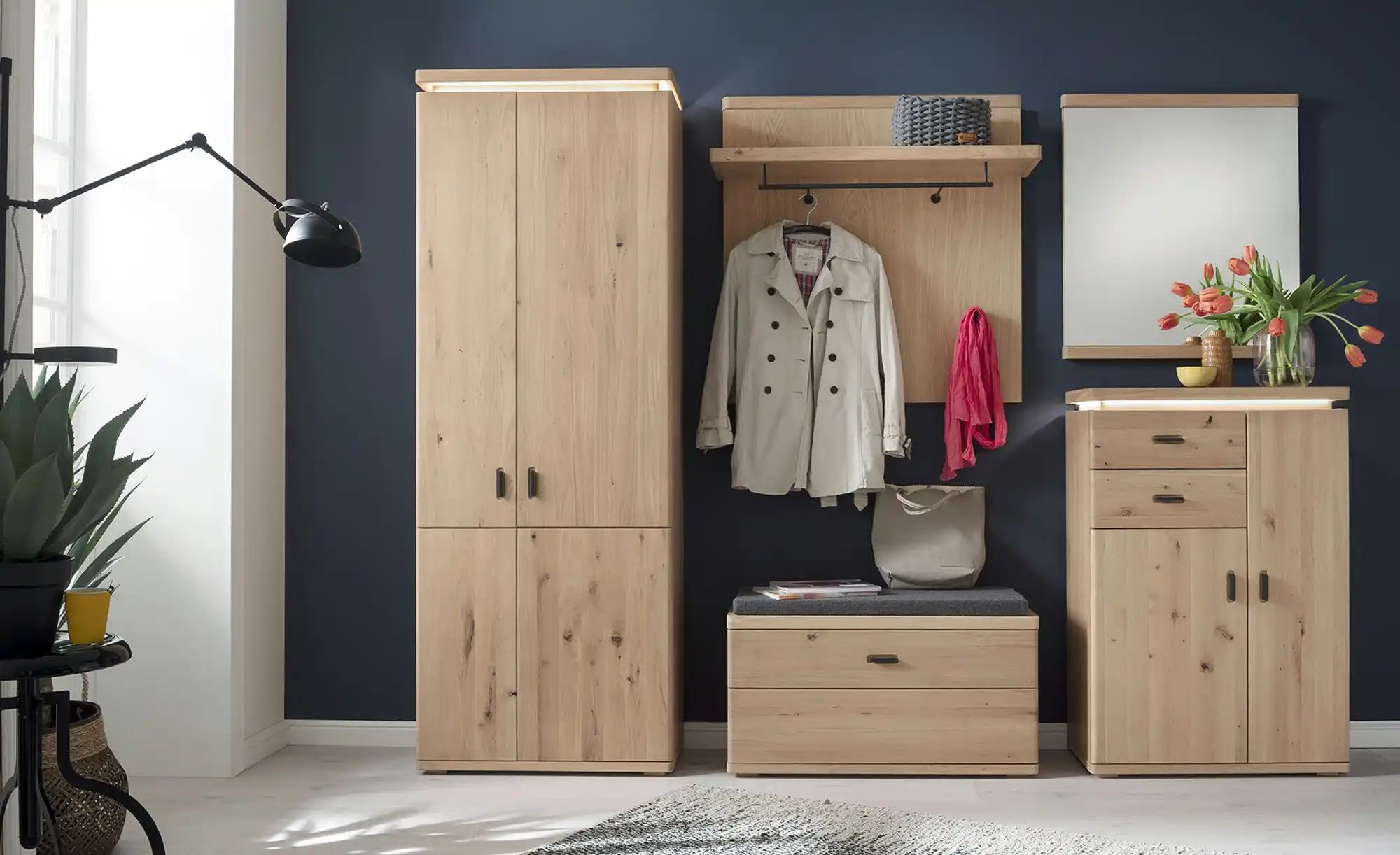 Garderobenkombination 5 teilig Woodland ¦ holzfarben ¦ Maße (cm): B: 260 H: günstig online kaufen