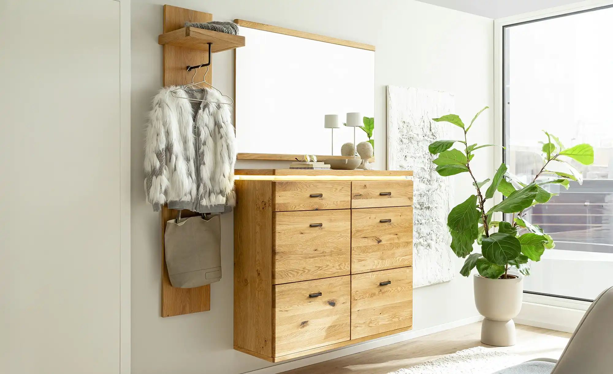 Garderobenkombination 3 teilig Woodland ¦ holzfarben ¦ Maße (cm): B: 180 H: günstig online kaufen