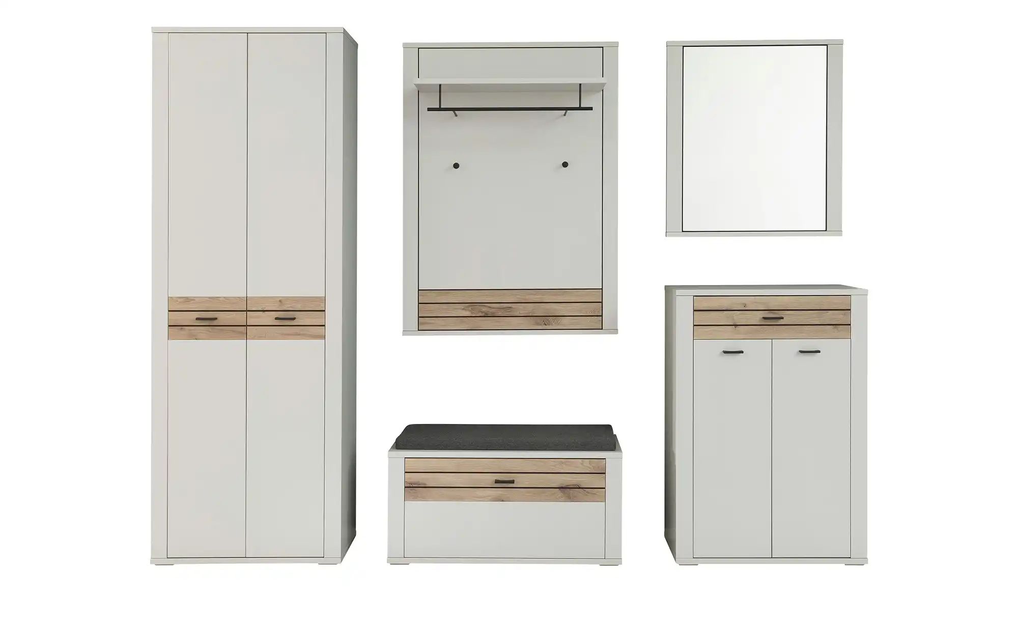 Garderobenkombination 5 teilig Octave ¦ weiß ¦ Maße (cm): B: 256 H: 207 T: günstig online kaufen