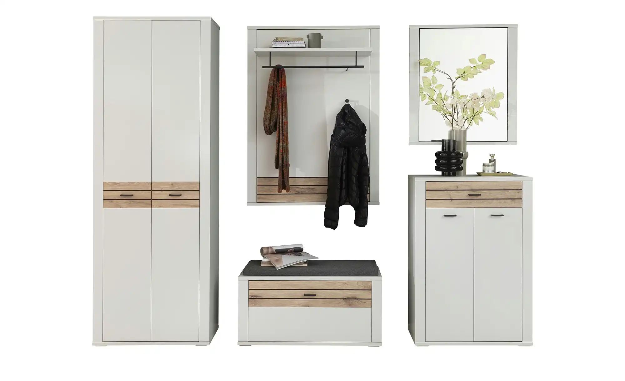 Garderobenkombination 5 teilig Octave ¦ weiß ¦ Maße (cm): B: 256 H: 207 T: günstig online kaufen