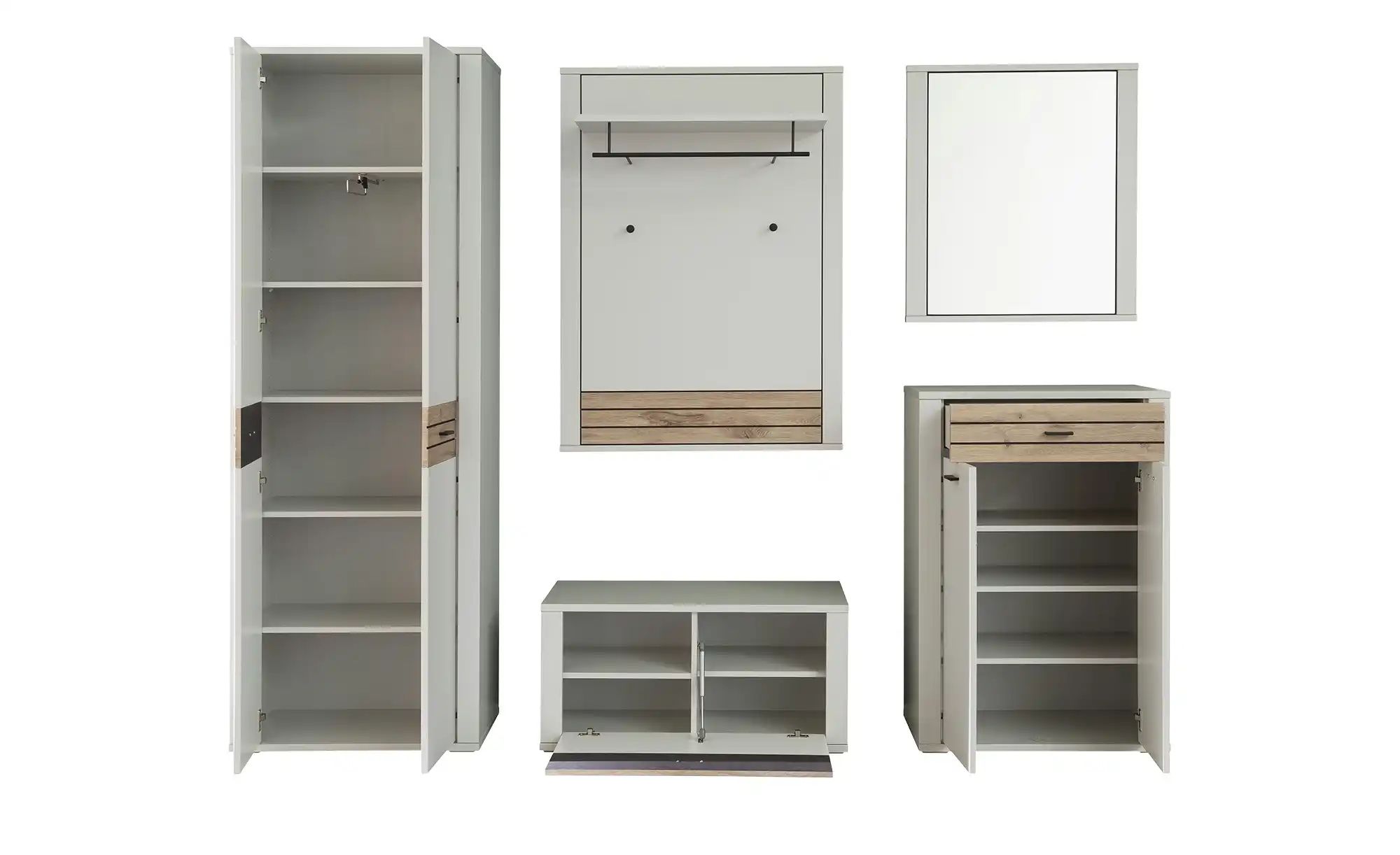 Thumbnail - Garderobenkombination 5 teilig Octave ¦ weiß ¦ Maße (cm): B: 256 H: 207 T: 38.0 Garderoben & Kleiderstangen > Garderoben...