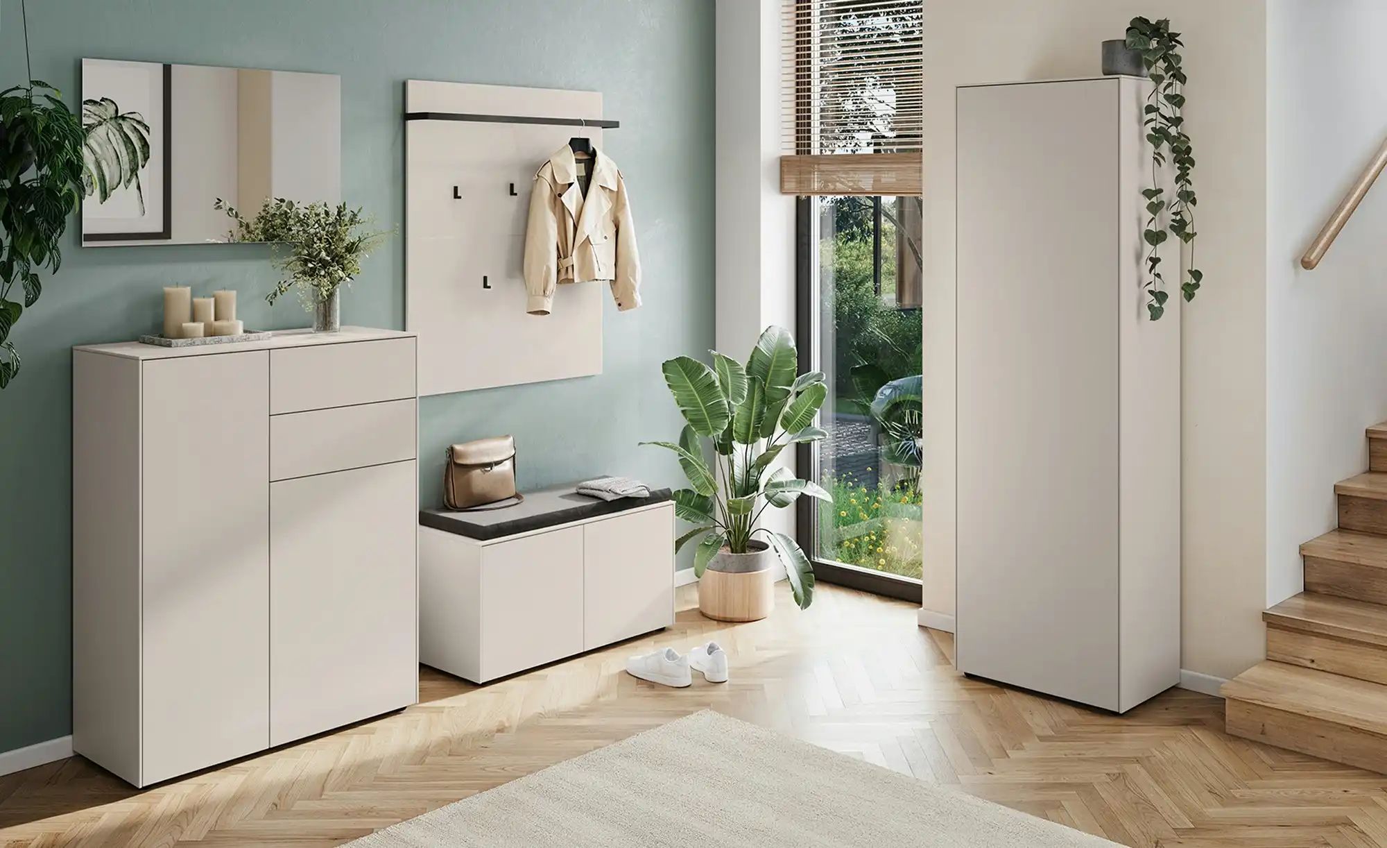 uno Schuhschrank  Lomena ¦ beige ¦ Maße (cm): B: 92 H: 119 T: 41.0 Garderob günstig online kaufen