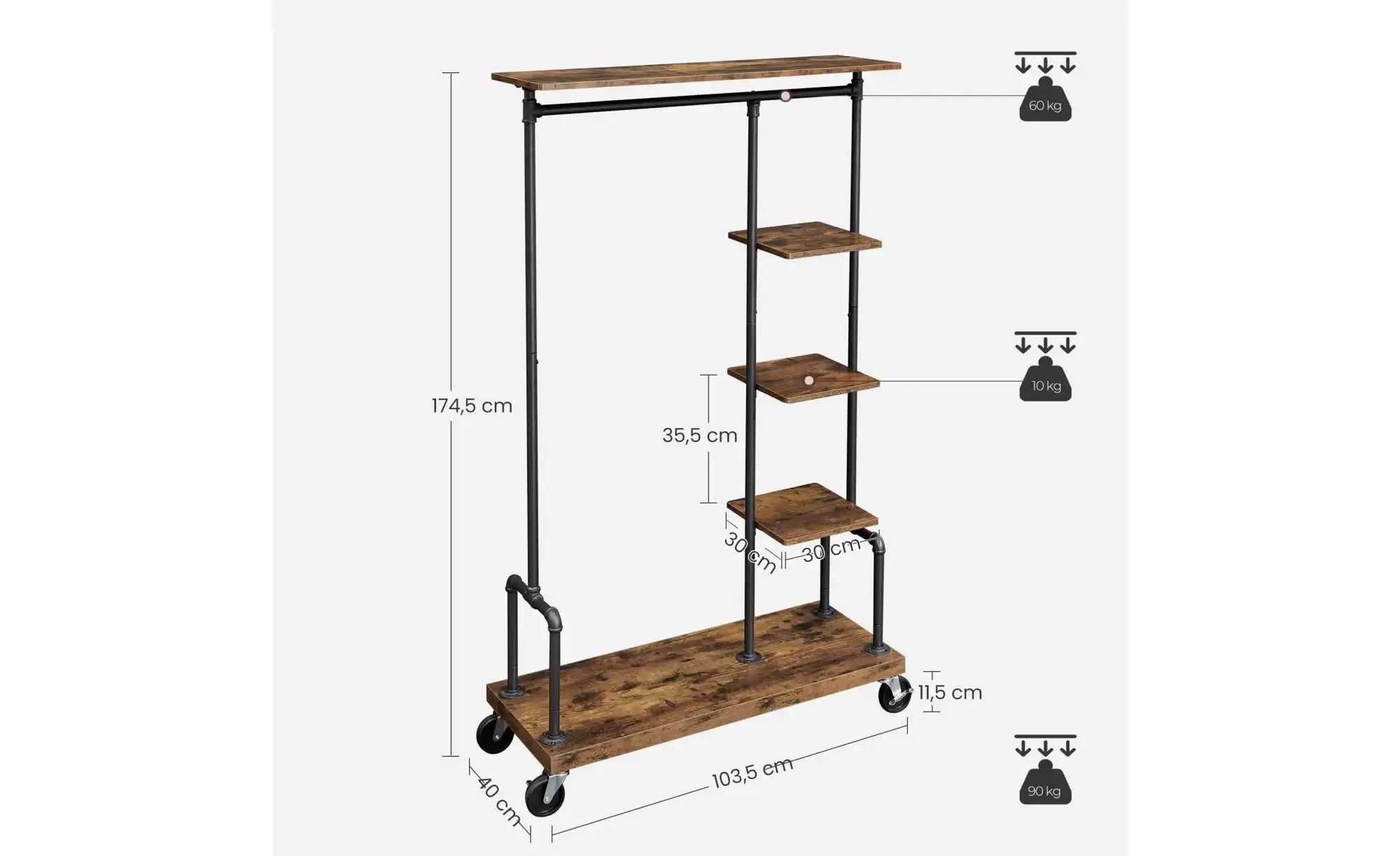 Garderobenständer   ¦ braun ¦ Holzwerkstoff,Metall ¦ Maße (cm): B: 103,5 H: günstig online kaufen