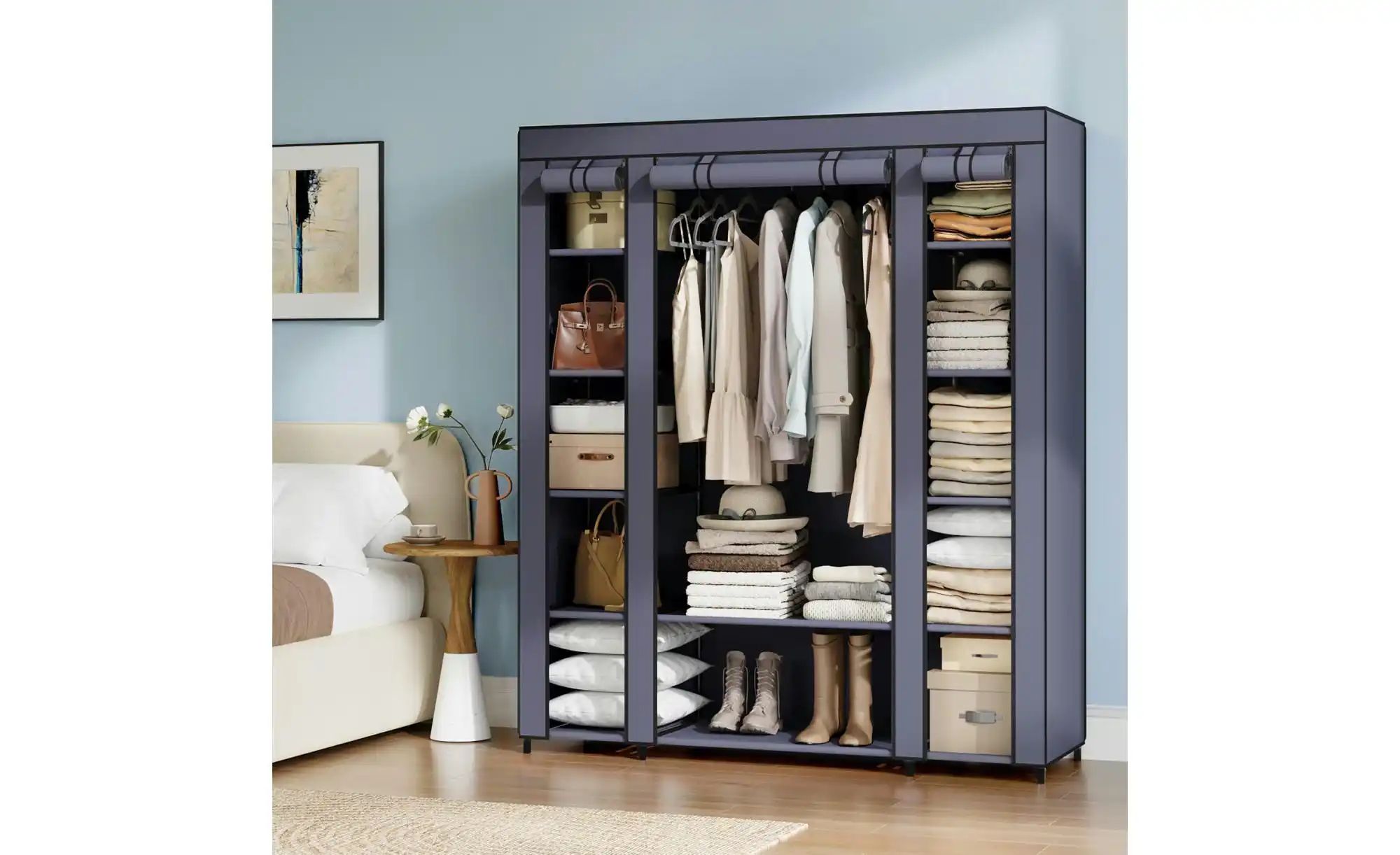 Stoffschrank   ¦ blau ¦ Maße (cm): B: 150 H: 175 Schränke > Dielenschränke günstig online kaufen
