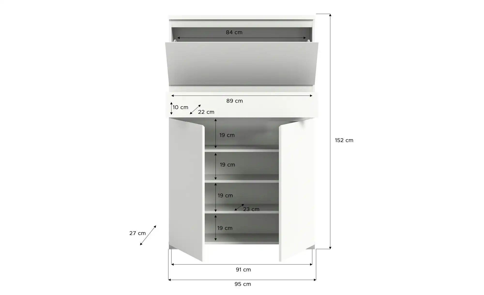 Thumbnail - Schuhschrank-Set   ¦ weiß ¦ Maße (cm): B: 205 H: 152 Garderoben & Kleiderstangen > Garderobensysteme - Höffner