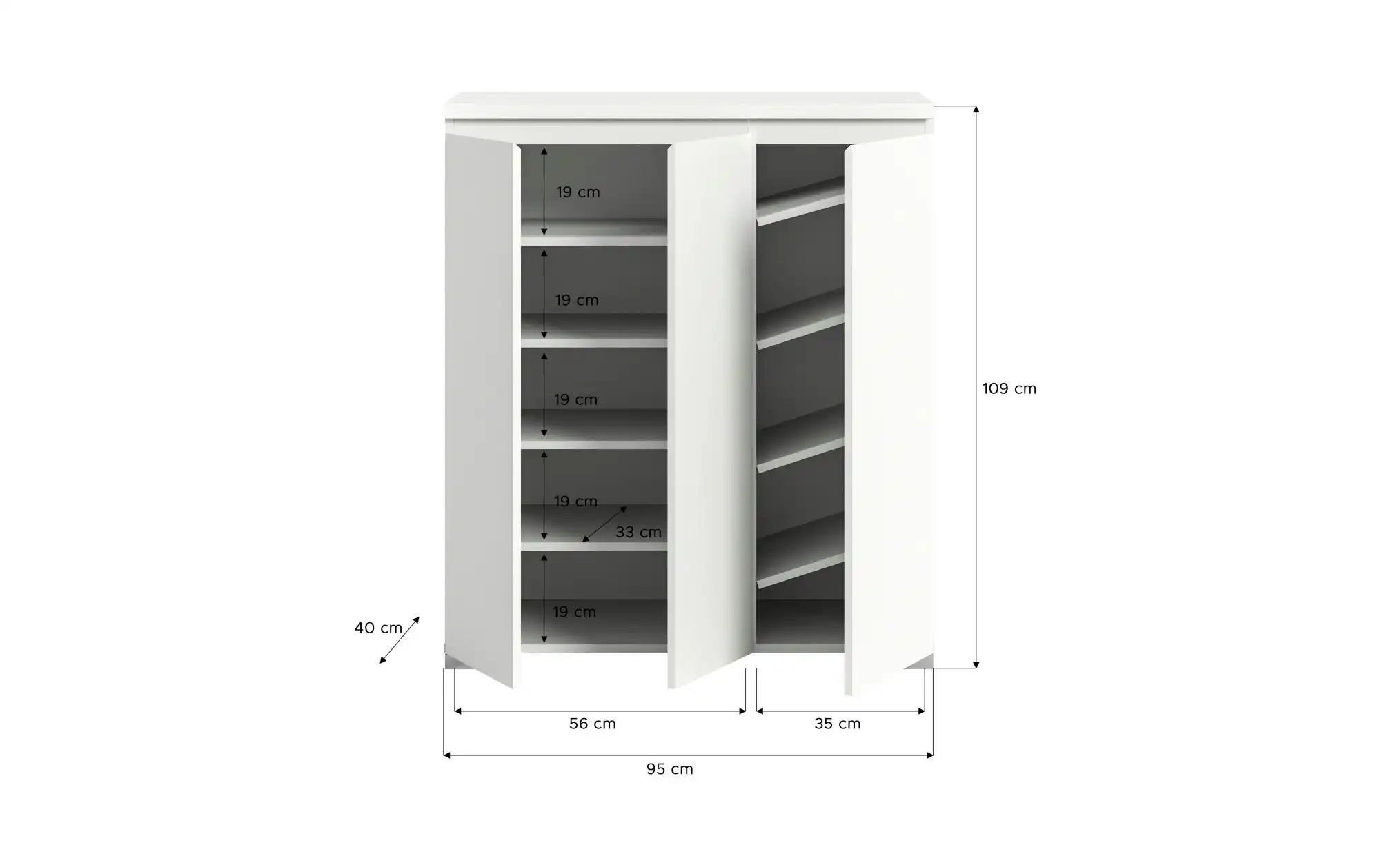 Thumbnail - uno Schuhschrank-Set ¦ weiß ¦ Maße (cm): B: 170 H: 194 Garderoben & Kleiderstangen > Garderobensysteme - Höffner