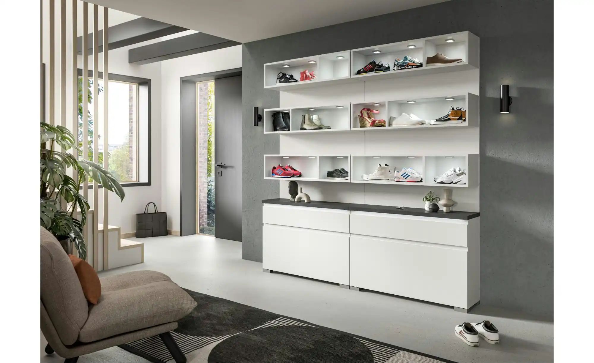 uno Schuhschrank-Set   ¦ weiß ¦ Maße (cm): B: 190 H: 194 Garderoben & Kleid günstig online kaufen