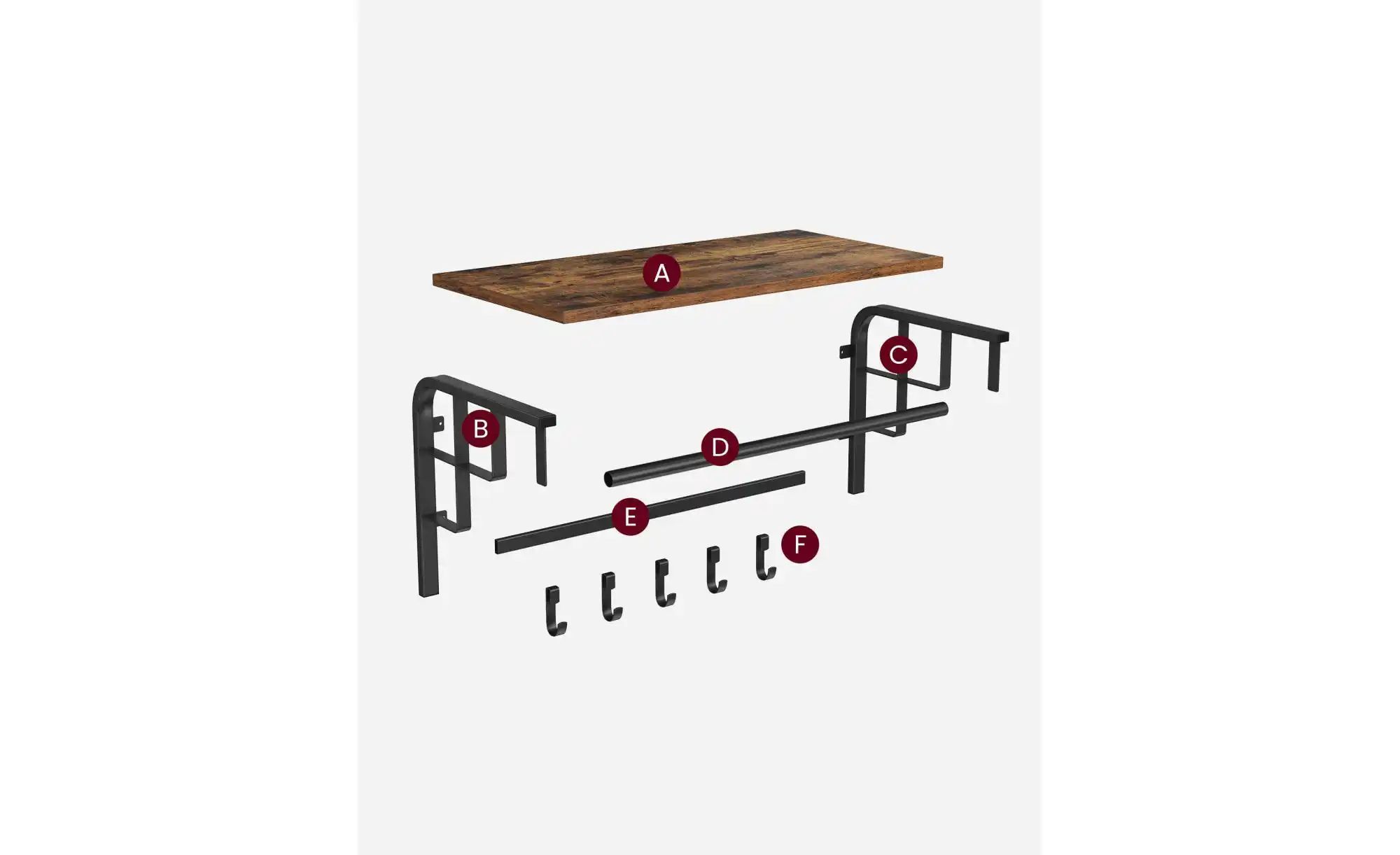 Garderobenständer  Colex ¦ braun ¦ Holzwerkstoff,Metall ¦ Maße (cm): B: 66 günstig online kaufen