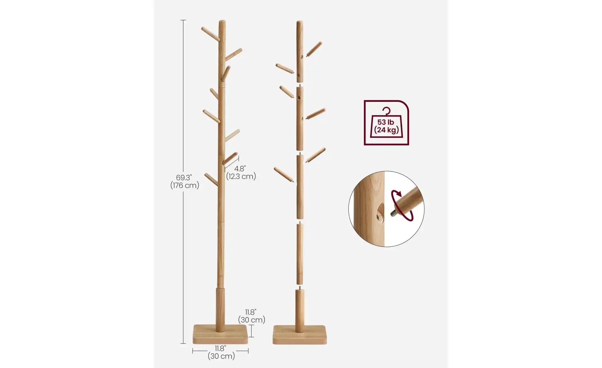Garderobenständer   ¦ holzfarben ¦ Holzwerkstoff ¦ Maße (cm): B: 30 H: 176 günstig online kaufen