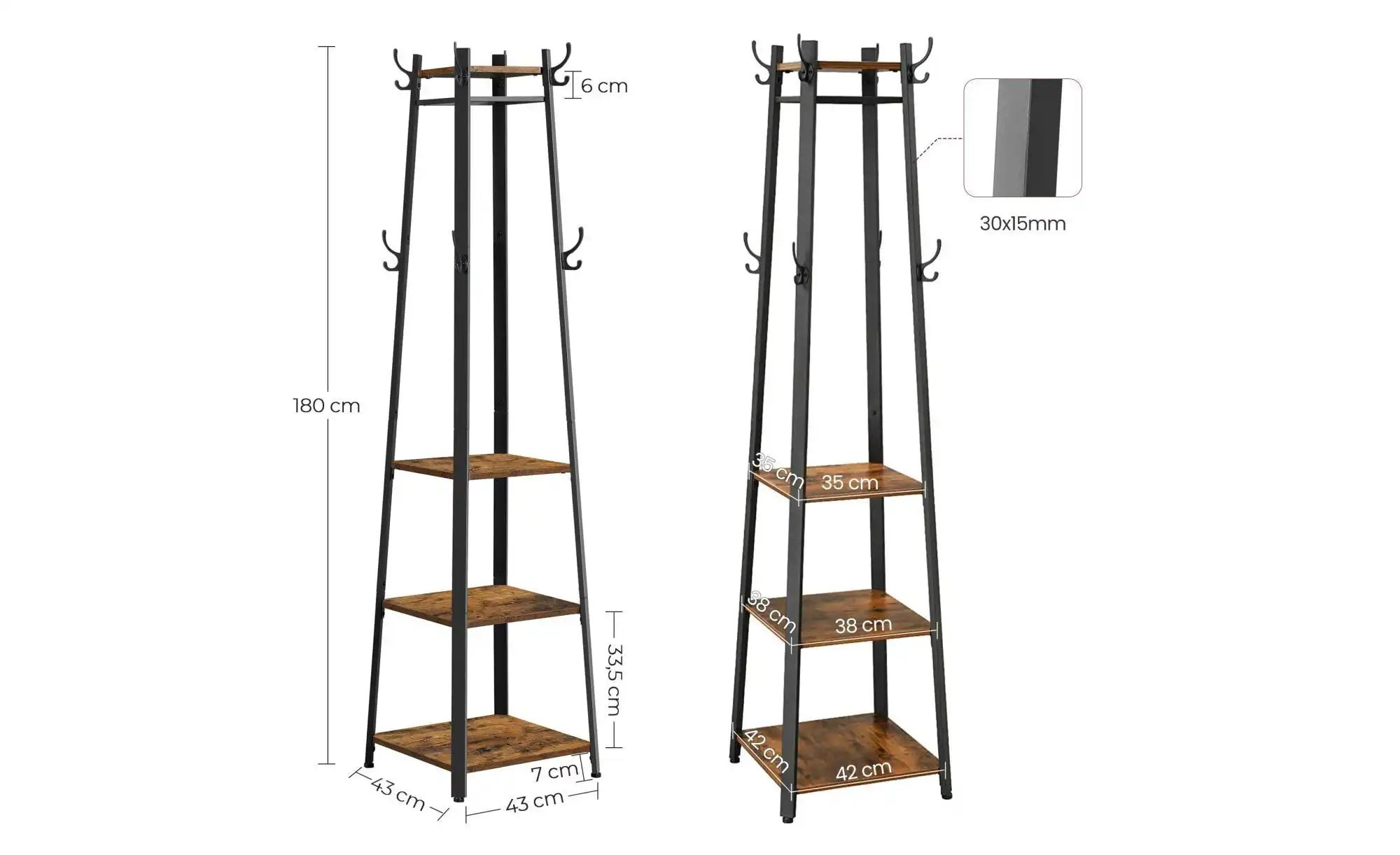 Kleiderständer  Barnet ¦ braun ¦ Holzwerkstoff,Metall ¦ Maße (cm): B: 43 H: günstig online kaufen