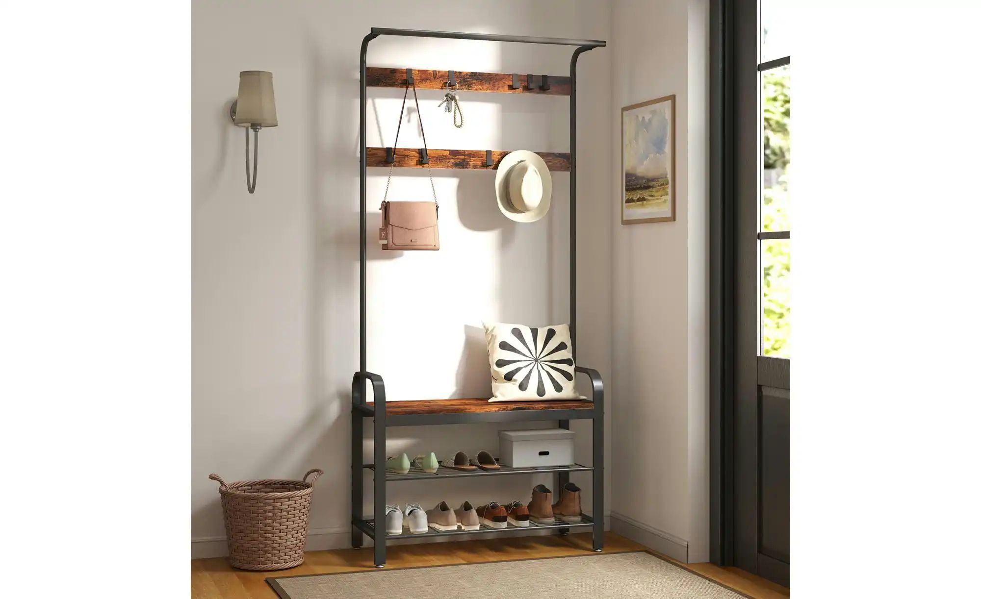 Kompaktgarderobe  Dacey ¦ braun ¦ Maße (cm): B: 84 H: 183 Garderoben & Klei günstig online kaufen