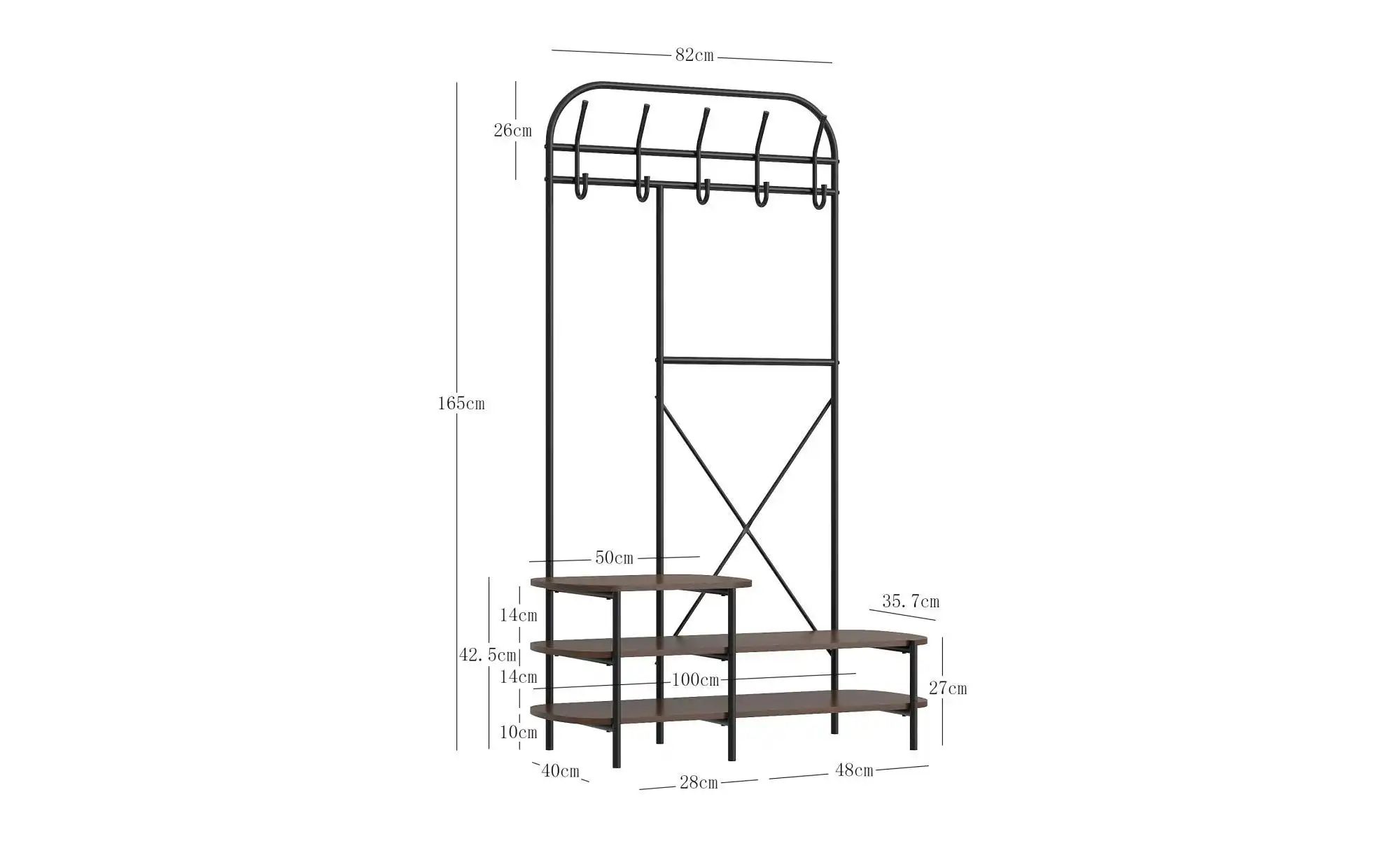 Thumbnail - Kompaktgarderobe   ¦ holzfarben ¦ Maße (cm): B: 100 H: 165 Garderoben & Kleiderstangen > Garderoben - Höffner