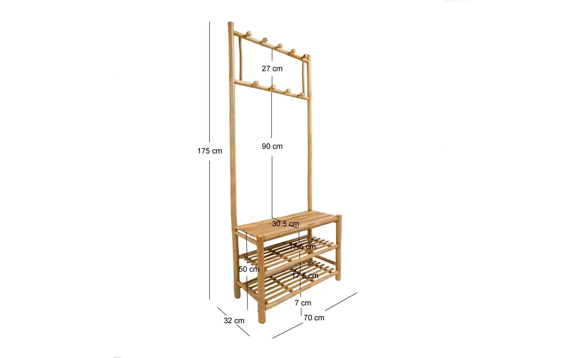 Kompaktgarderobe   ¦ holzfarben ¦ Maße (cm): B: 70 H: 175 Garderoben & Klei günstig online kaufen