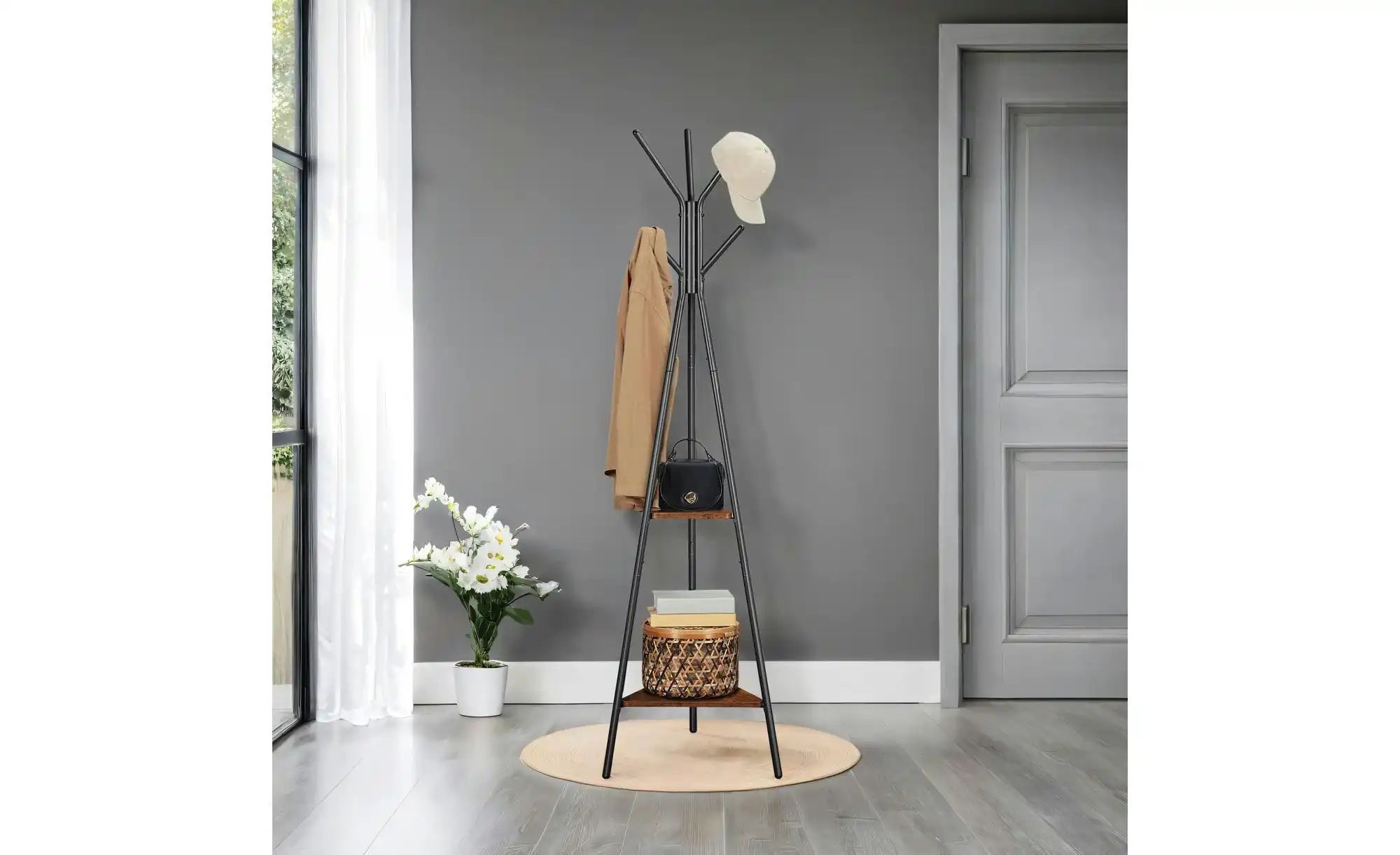 Garderobenständer   ¦ braun ¦ Holzwerkstoff,Metall ¦ Maße (cm): B: 49 H: 17 günstig online kaufen