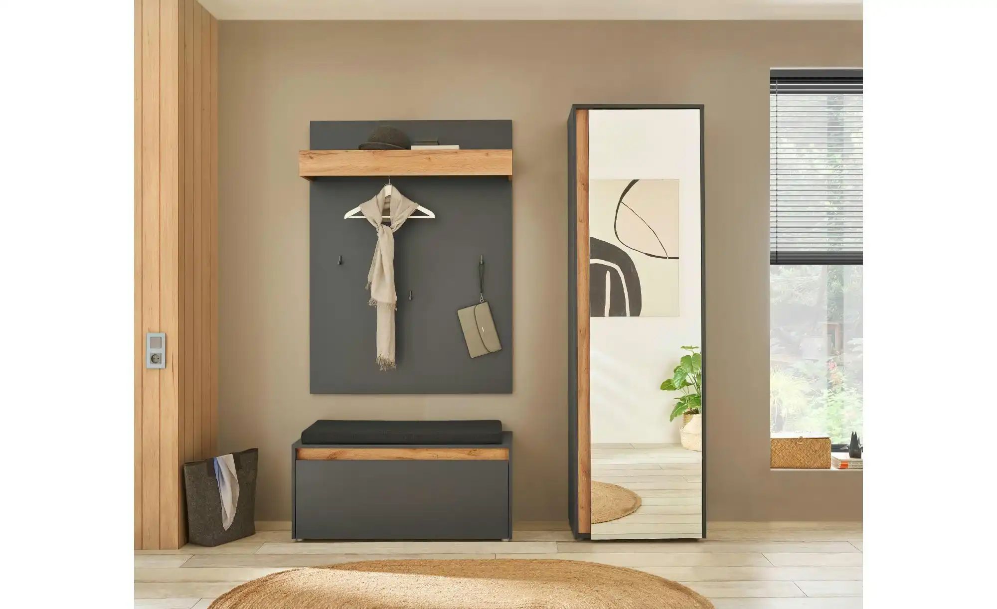 Thumbnail - Garderobenpaneel ¦ grau ¦ Holzwerkstoff ¦ Maße (cm): B: 100 H: 135 Garderoben & Kleiderstangen > Wandgarderoben - Höff...