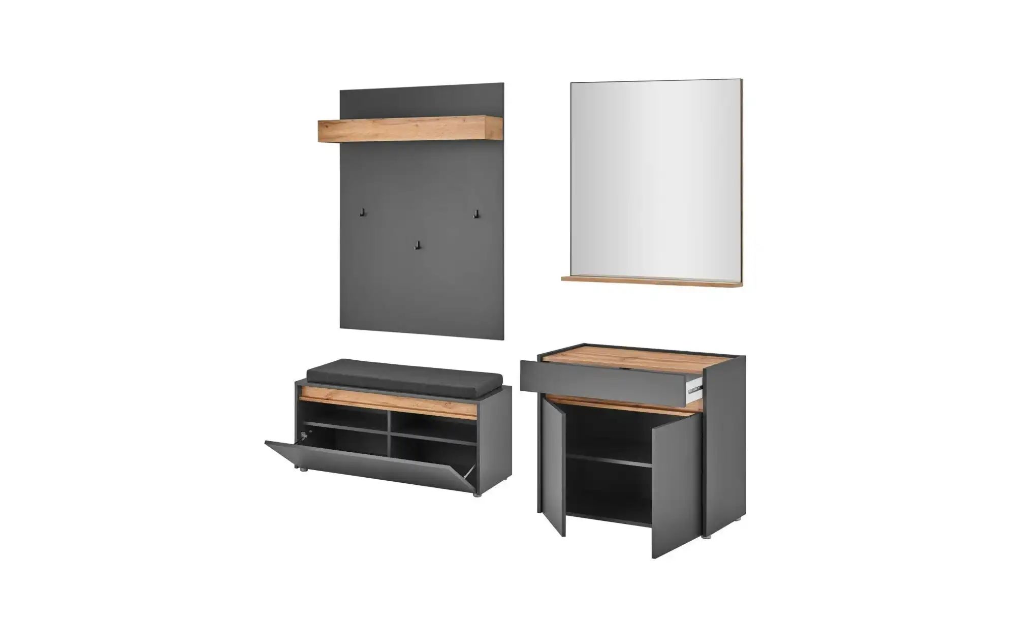 Thumbnail - Garderobenkombination   ¦ grau ¦ Maße (cm): B: 260 H: 200 Garderoben & Kleiderstangen > Garderobensysteme - Höffner