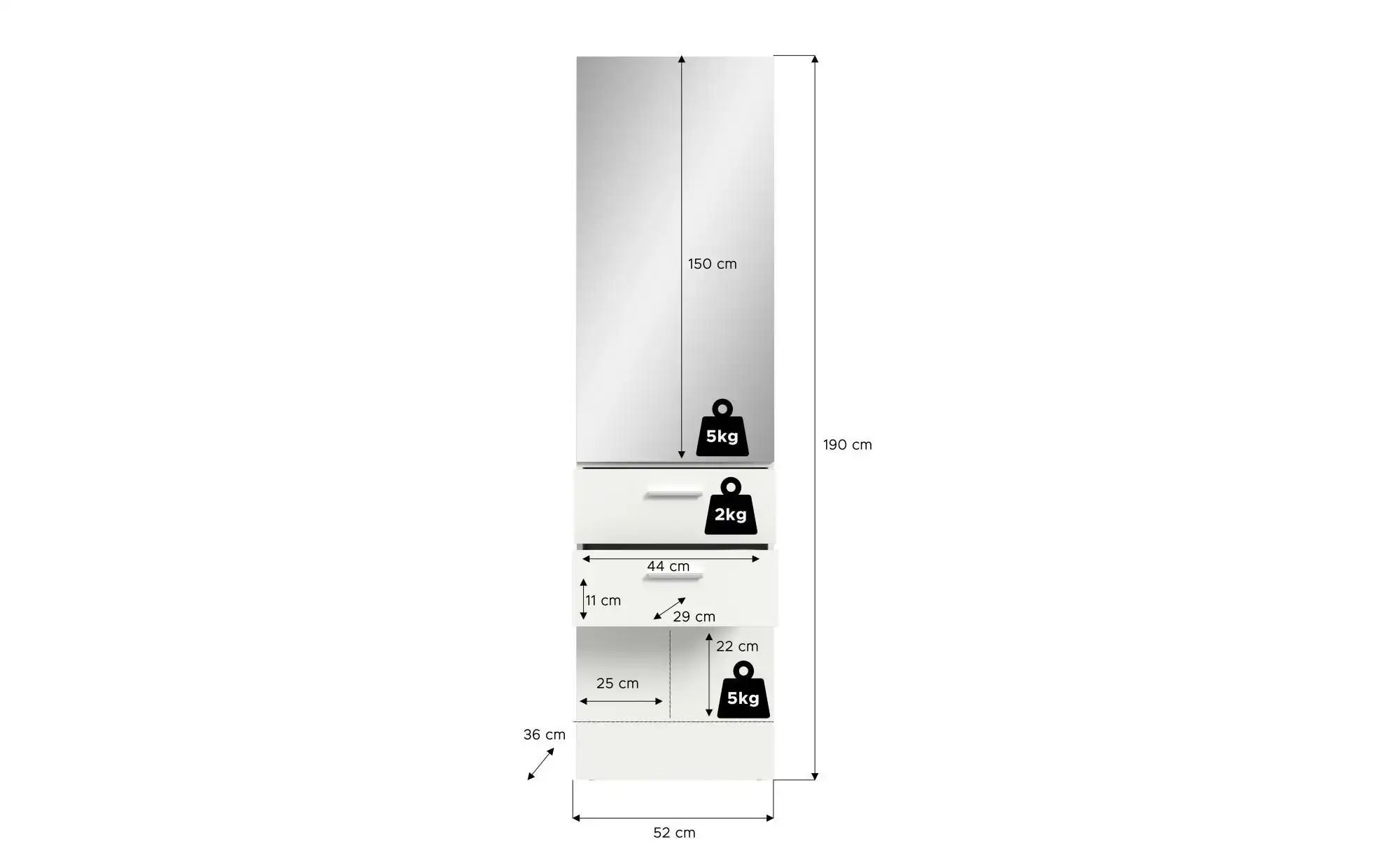 Garderobenpaneel   ¦ weiß ¦ Holzwerkstoff ¦ Maße (cm): B: 52 H: 190 Gardero günstig online kaufen
