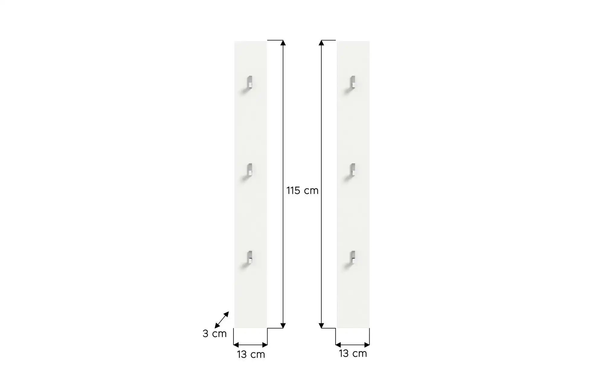 Paneel 2er-Set   ¦ weiß ¦ Holzwerkstoff ¦ Maße (cm): B: 13 H: 115 Garderobe günstig online kaufen