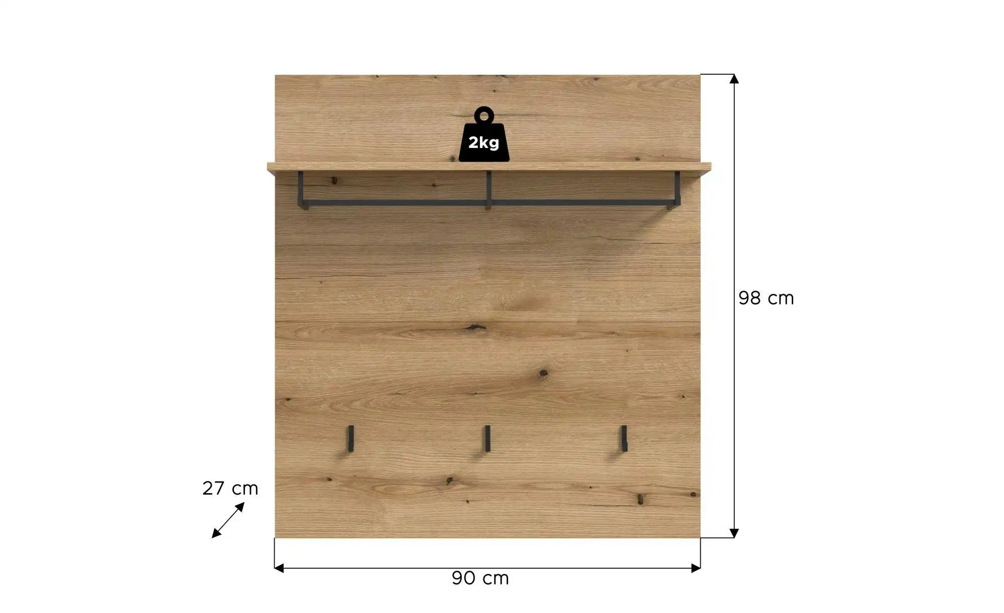 Paneel   ¦ holzfarben ¦ Holzwerkstoff ¦ Maße (cm): B: 90 H: 98 Garderoben & günstig online kaufen