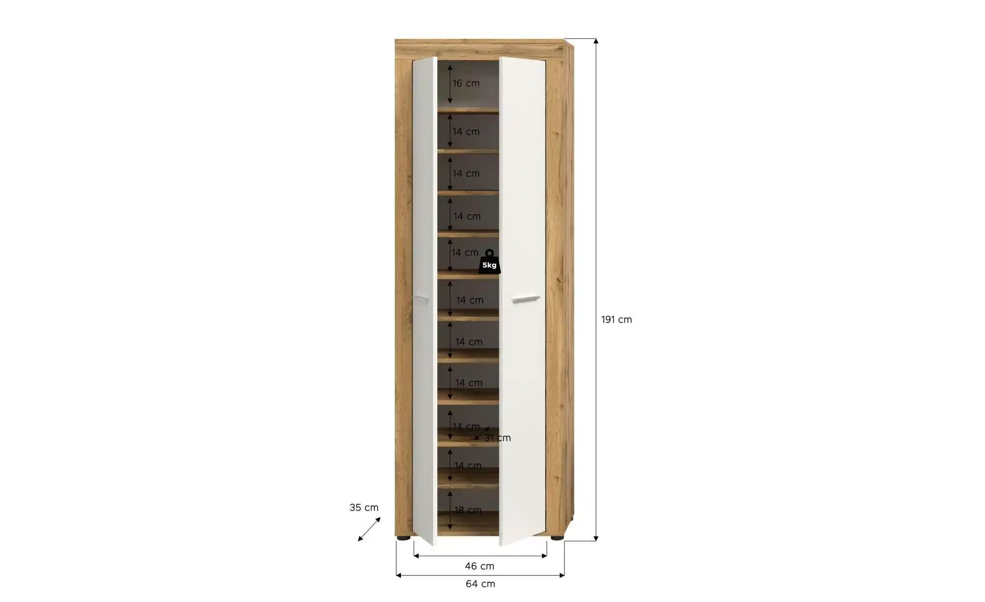 Schuhschrank   ¦ holzfarben ¦ Maße (cm): B: 64 H: 191 Garderoben & Kleiders günstig online kaufen