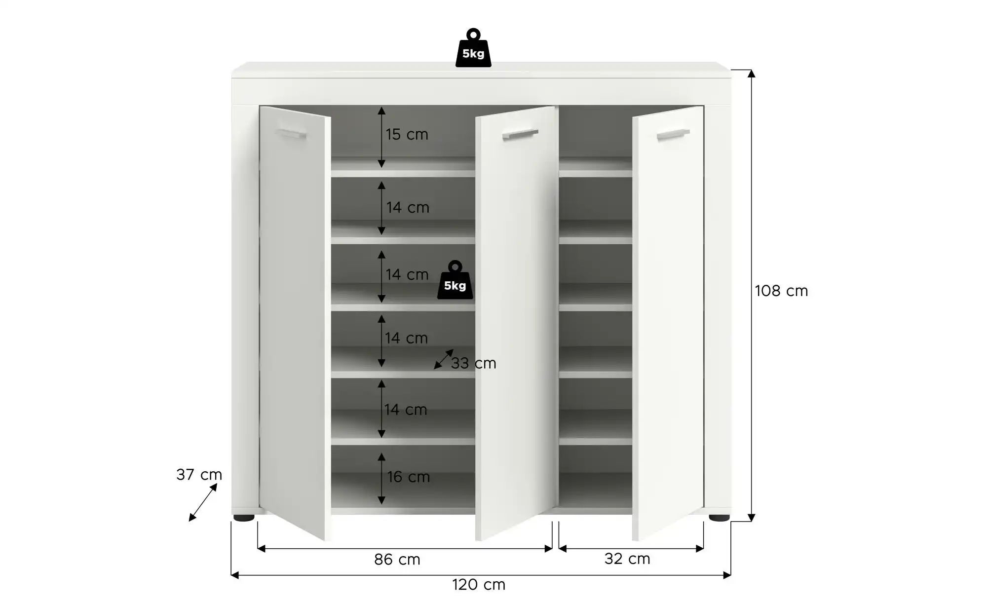 Schuhschrank   ¦ weiß ¦ Maße (cm): B: 120 H: 108 Garderoben & Kleiderstange günstig online kaufen