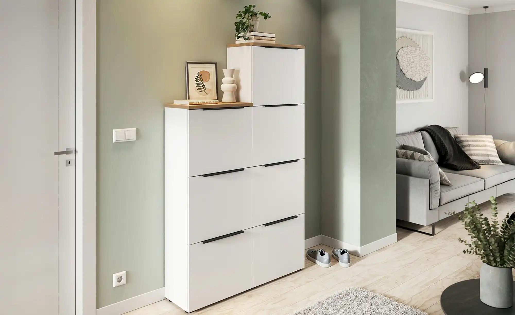 Thumbnail - uno Schuhschrak Groven ¦ weiß ¦ Maße (cm): B: 53 H: 171 T: 30.0 Garderoben & Kleiderstangen > Garderoben Schuhschränke ...