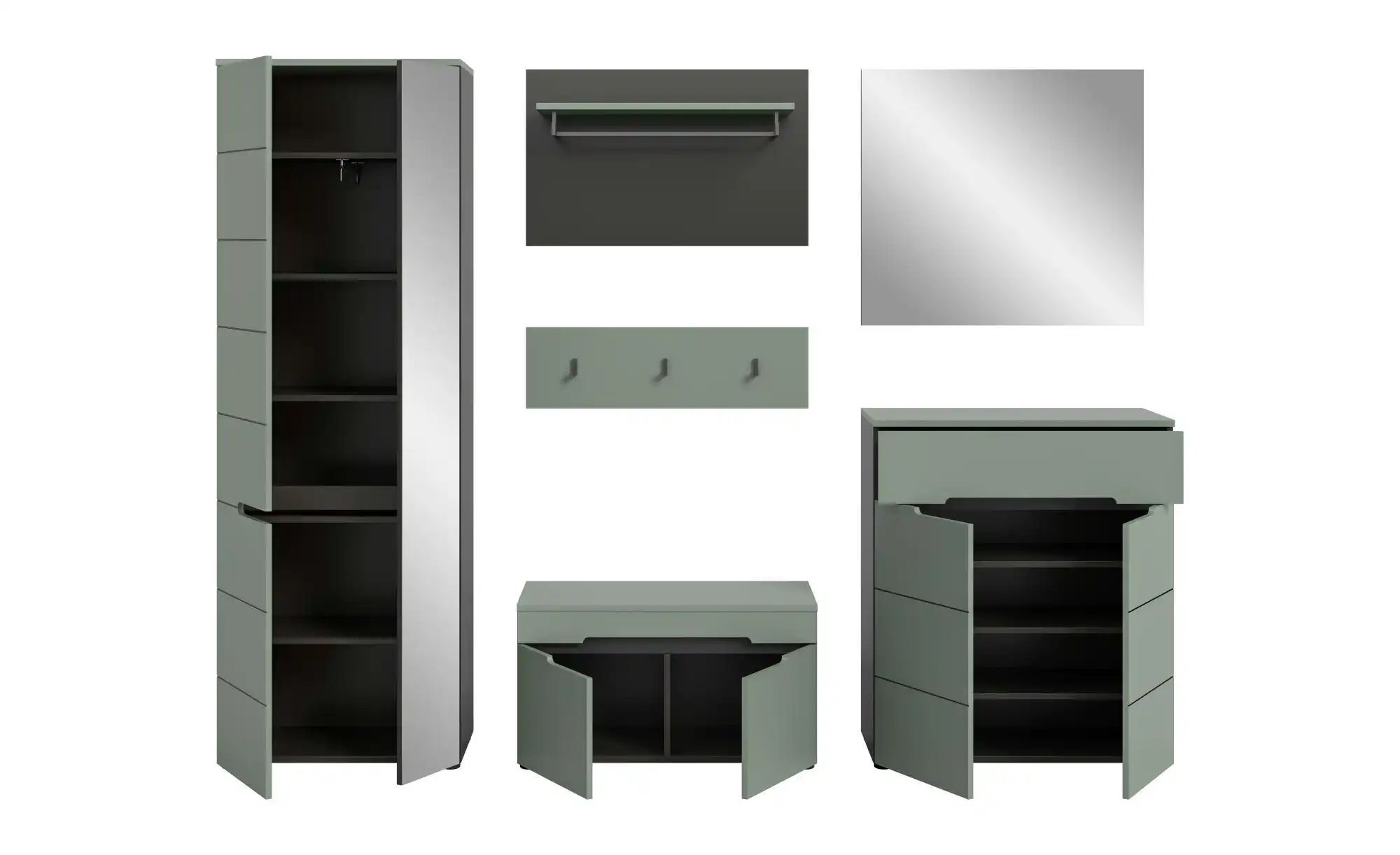 Garderobenkombination   ¦ grau ¦ Maße (cm): B: 255 H: 190 Garderoben & Klei günstig online kaufen