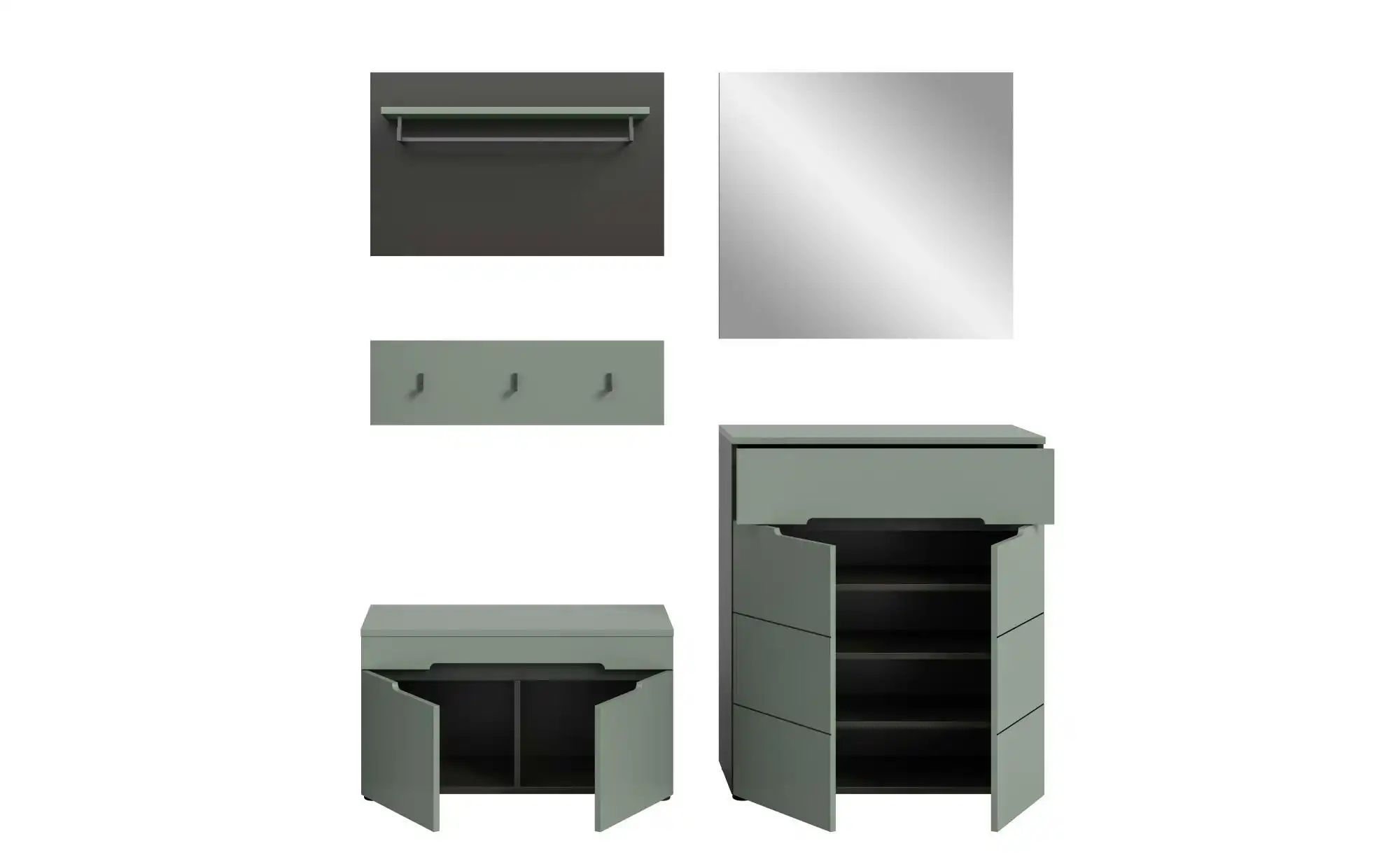 Garderobenkombination   ¦ grau ¦ Maße (cm): B: 175 H: 190 Garderoben & Klei günstig online kaufen