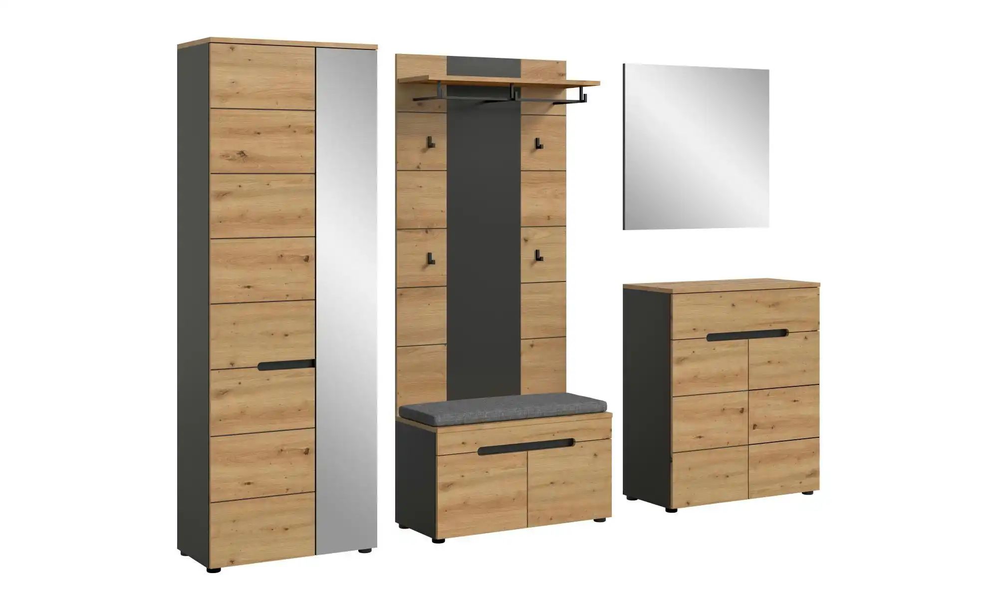 Garderobenkombination   ¦ grau ¦ Maße (cm): B: 255 H: 190 Garderoben & Klei günstig online kaufen