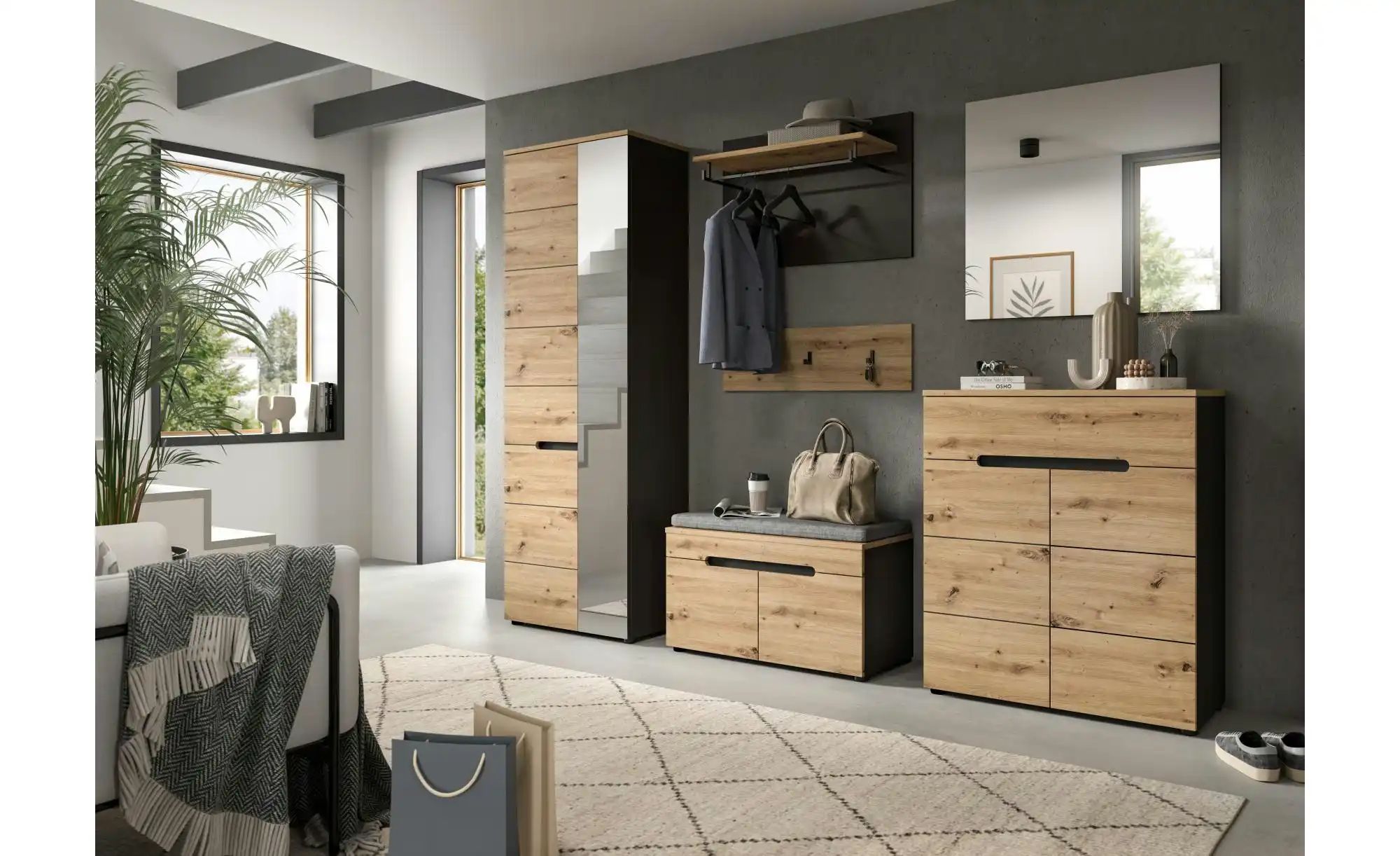 Garderobenkombination   ¦ grau ¦ Maße (cm): B: 255 H: 190 Garderoben & Klei günstig online kaufen