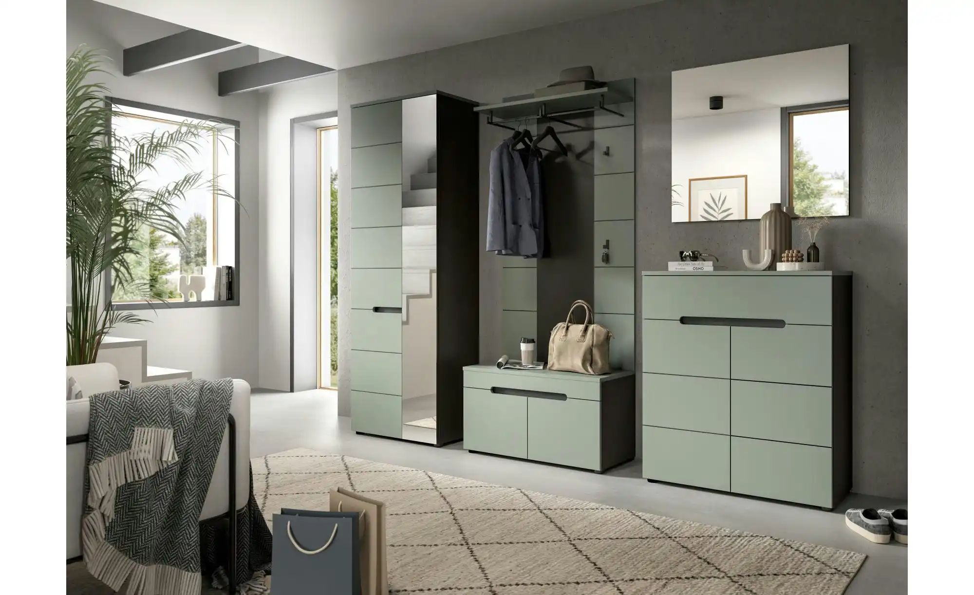 Thumbnail - Garderobenkombination 3-teilig  Canu ¦ grau ¦ Maße (cm): B: 175 H: 190 Garderoben & Kleiderstangen > Garderobensysteme -...