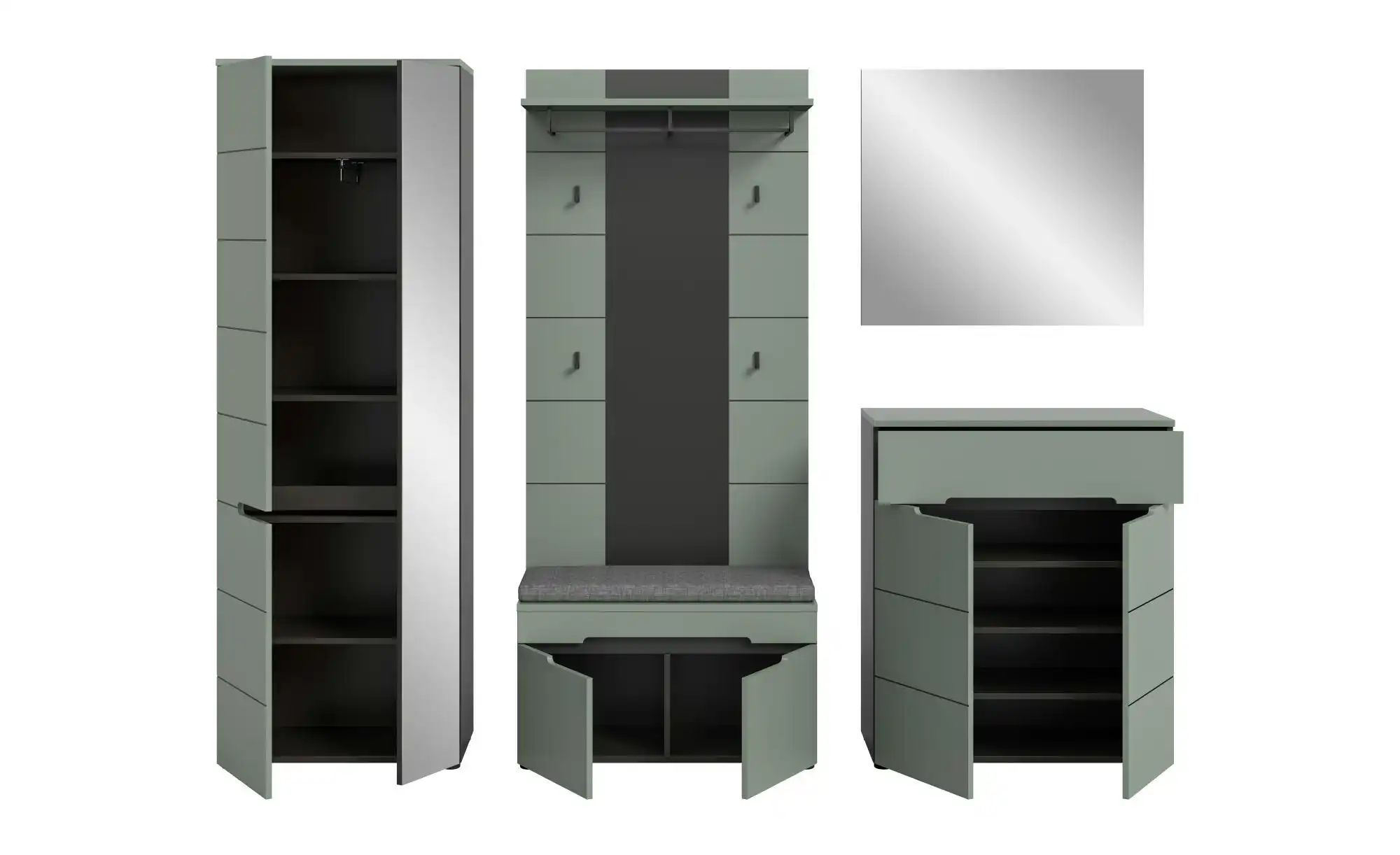 Garderobenkombination   ¦ grau ¦ Maße (cm): B: 255 H: 190 Garderoben & Klei günstig online kaufen