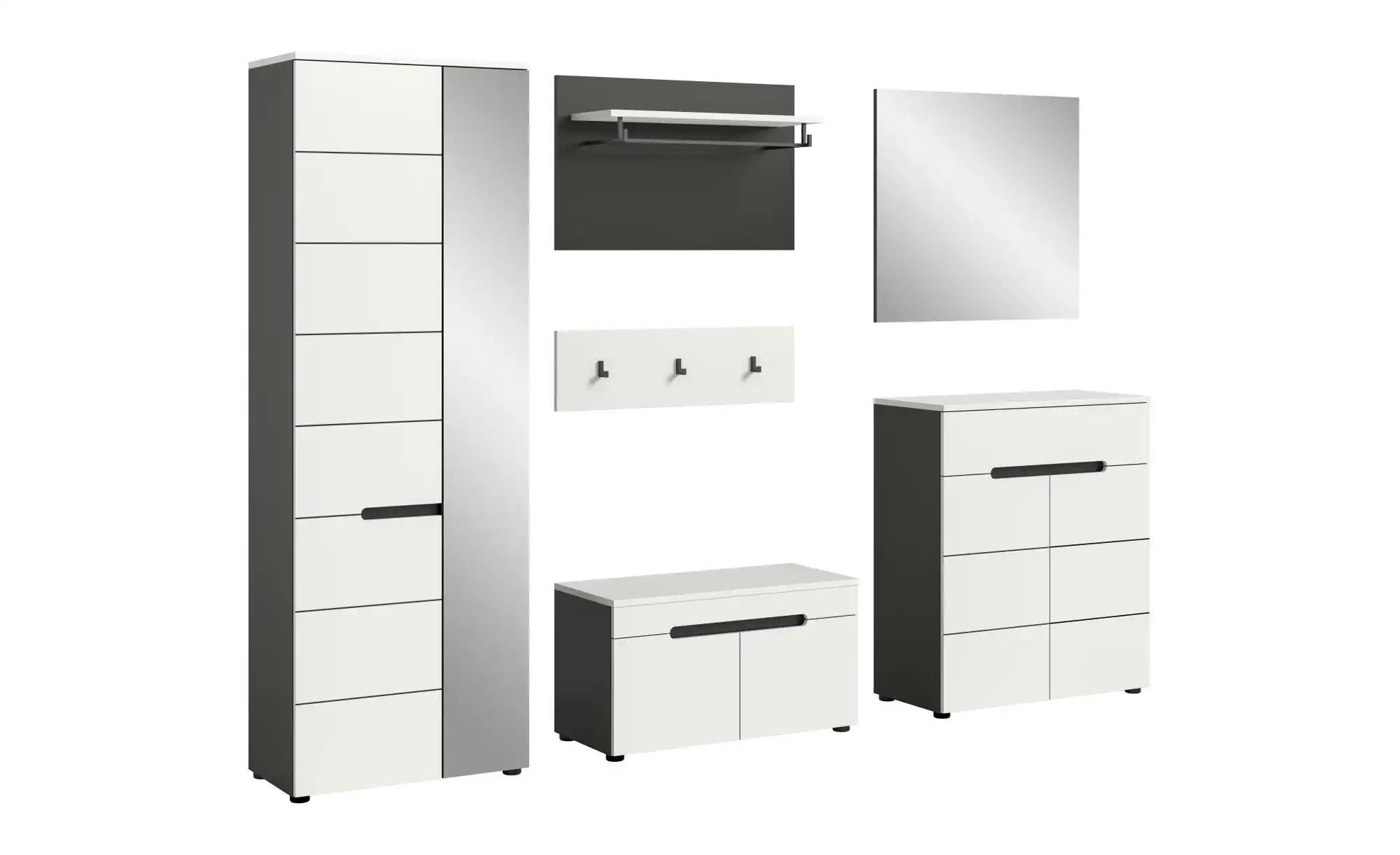 Thumbnail - Garderobenkombination 6-teilig  Canu ¦ grau ¦ Maße (cm): B: 255 H: 190 Garderoben & Kleiderstangen > Garderobensysteme -...