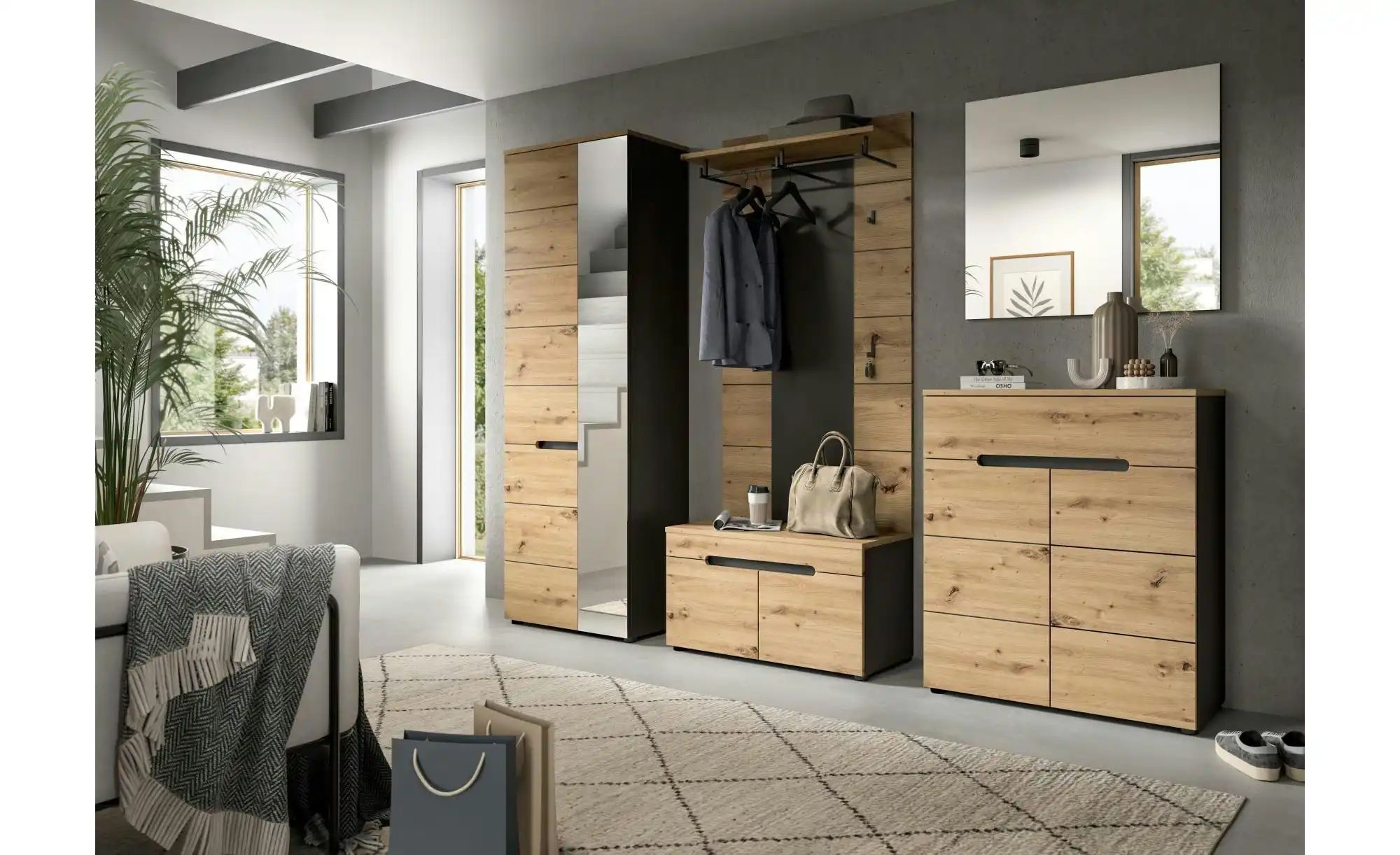 Garderobenkombination   ¦ grau ¦ Maße (cm): B: 175 H: 190 Garderoben & Klei günstig online kaufen